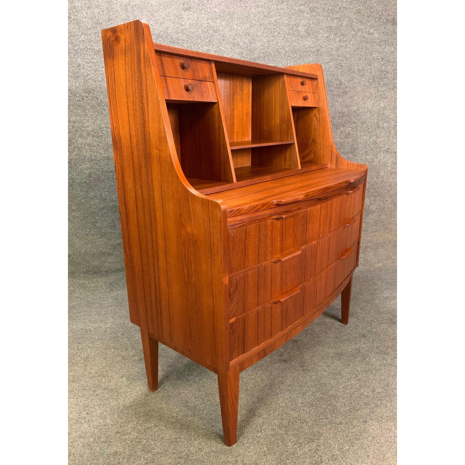 Vintage Danish Mid-Century Modern Teak Secretary Desk For Sale 2