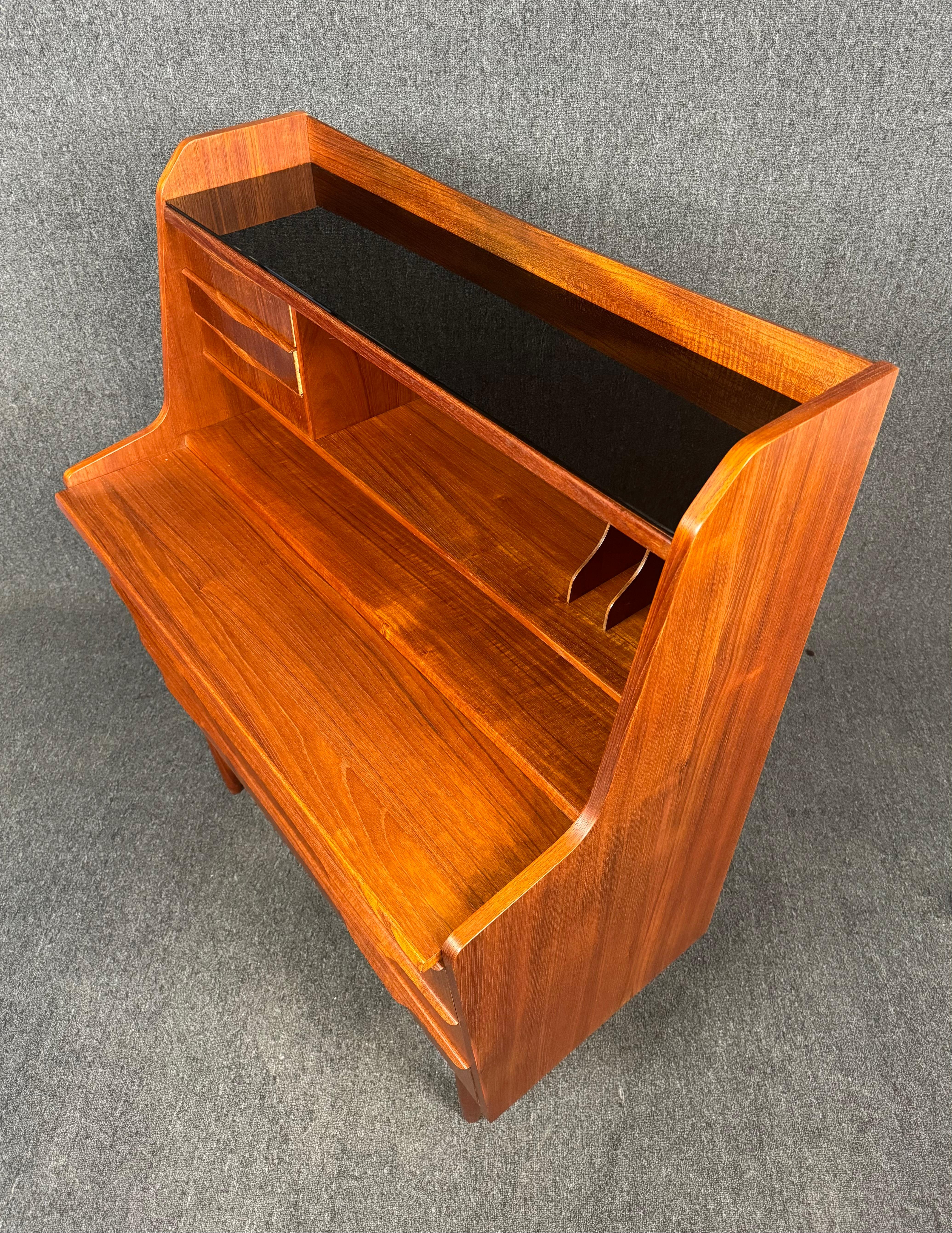 Vintage Danish Mid-Century Modern Teak Secretary Desk For Sale 2