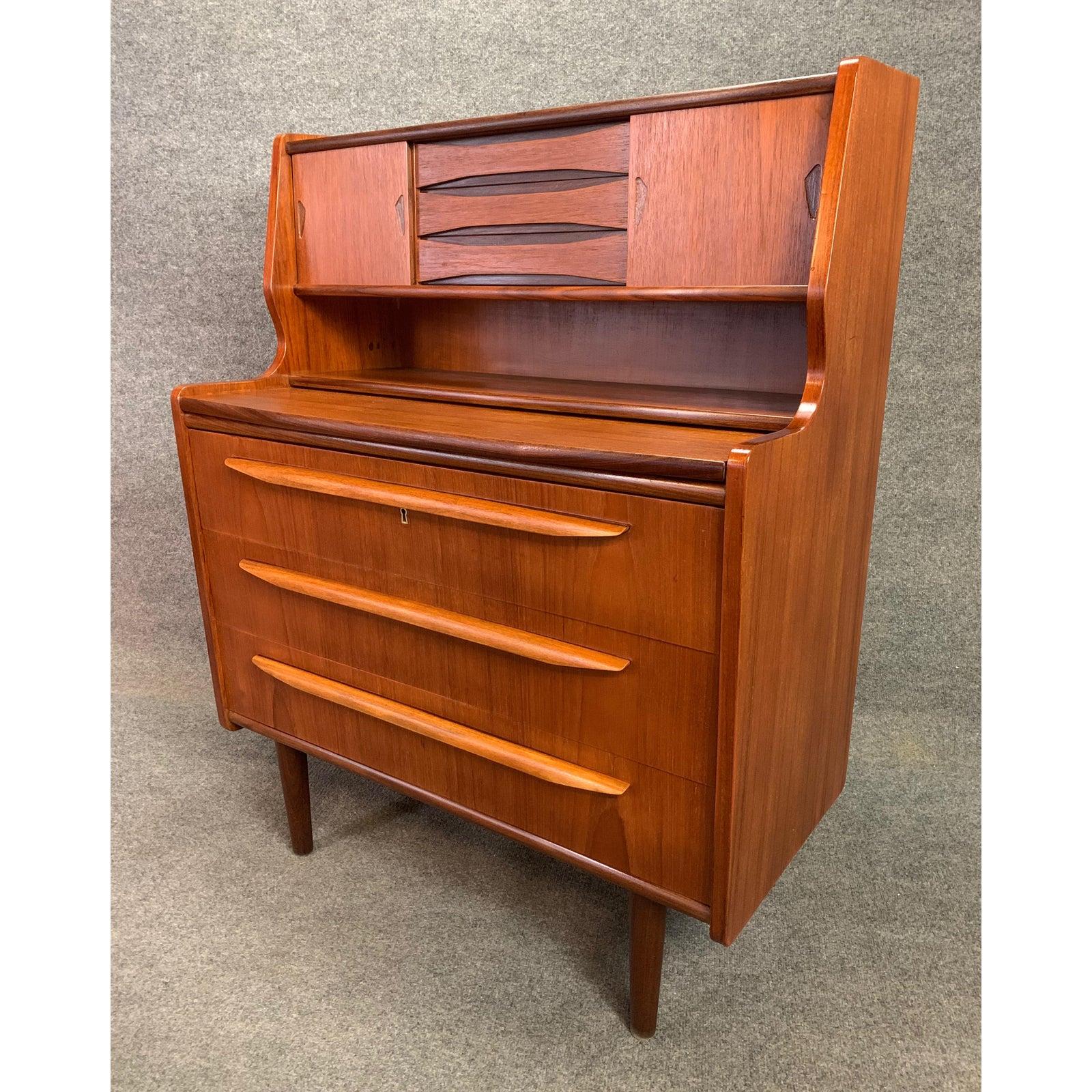 Vintage Danish Mid-Century Modern Teak Secretary Desk For Sale 3