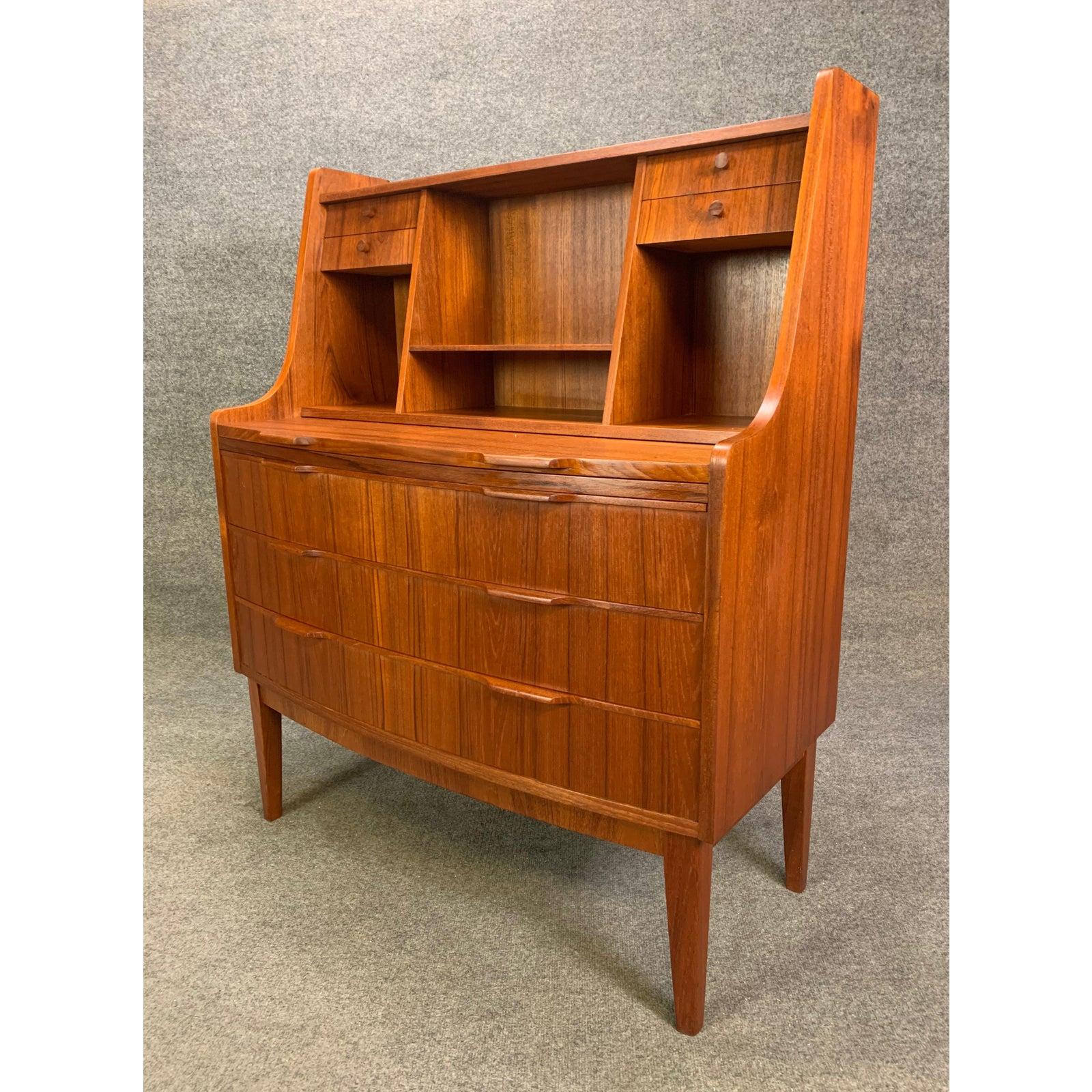 Vintage Danish Mid-Century Modern Teak Secretary Desk For Sale 3