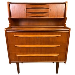 Vintage Danish Mid-Century Modern Teak Secretary Desk