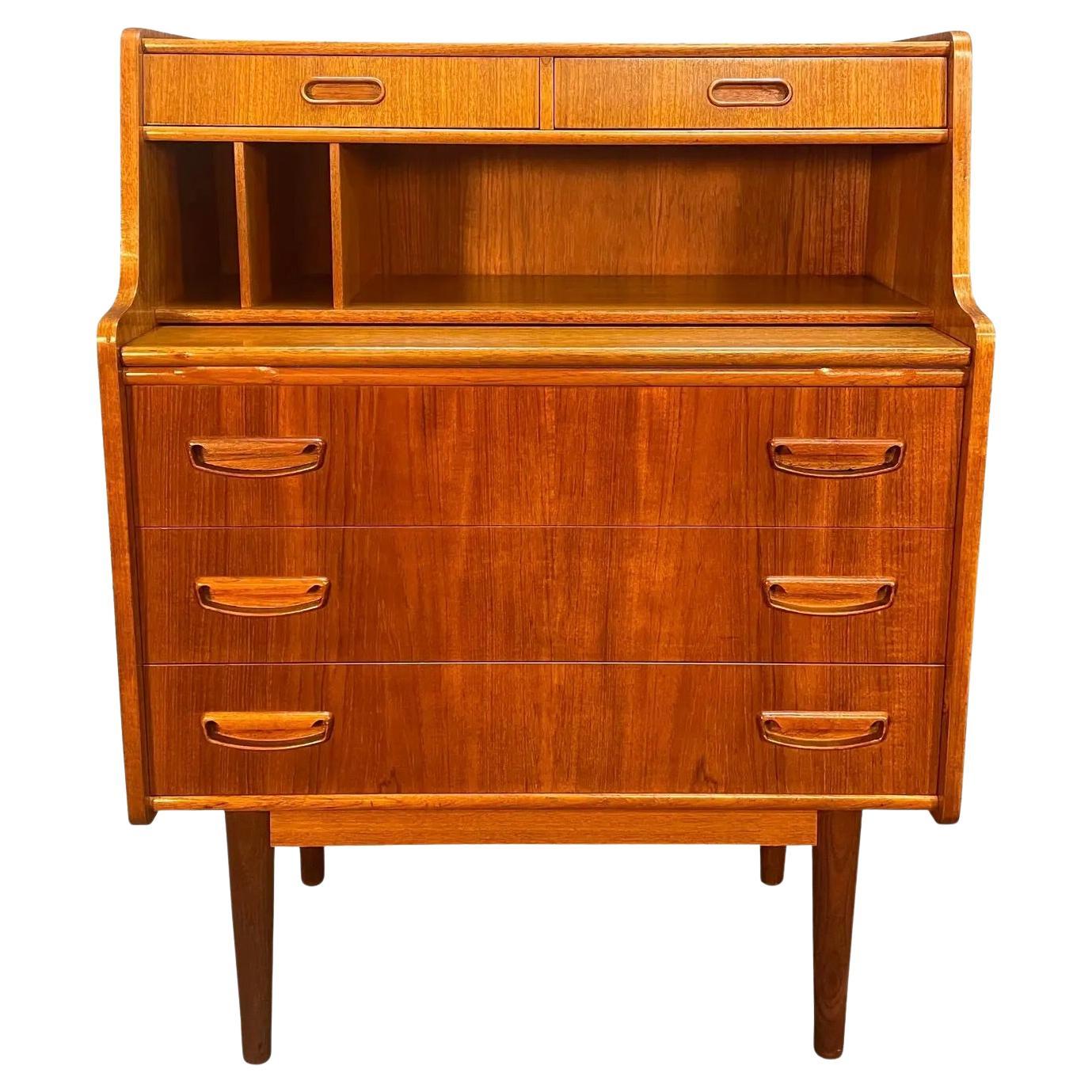 Vintage Danish MidCentury Modern Teak Secretary Desk by Christian