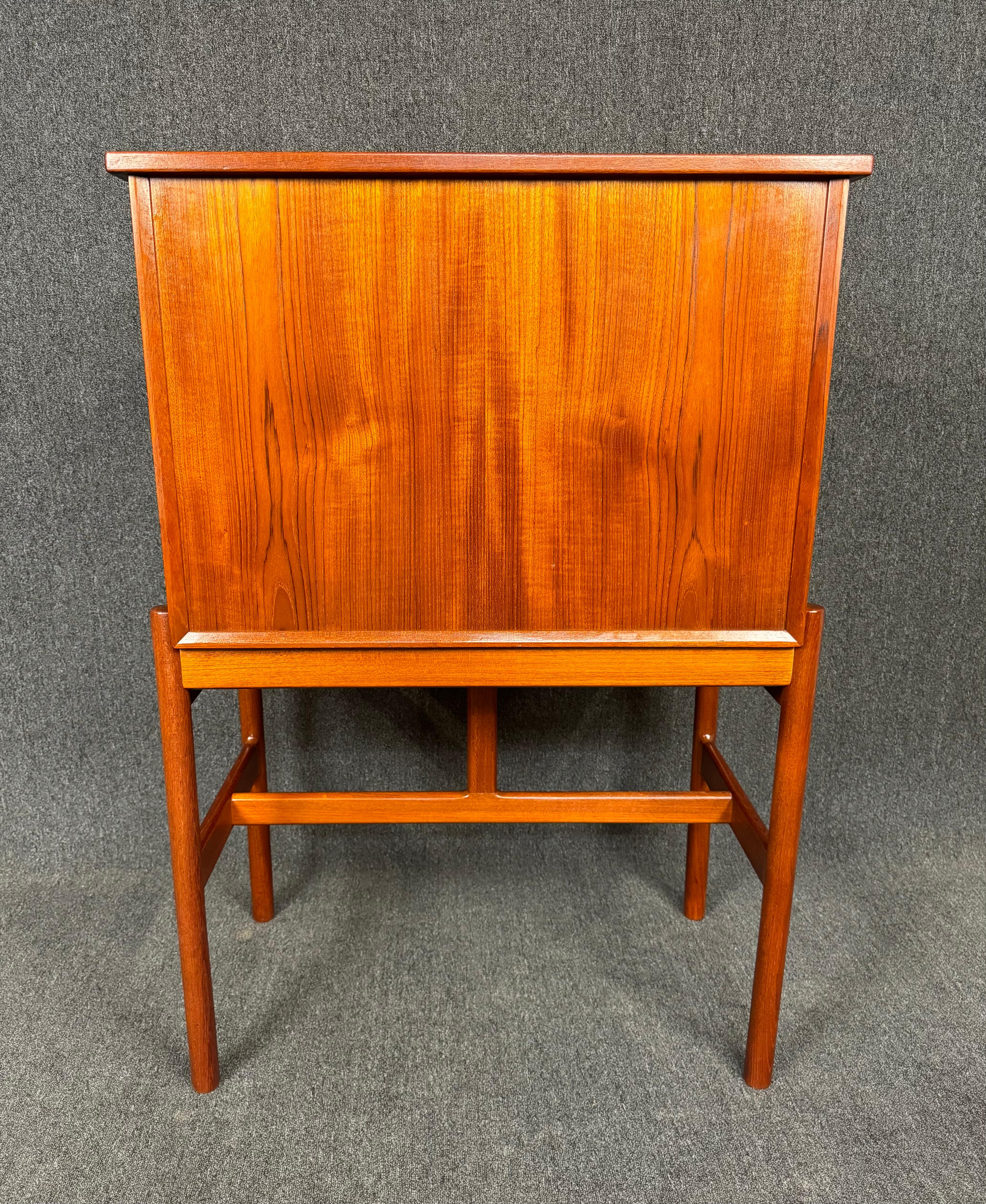 Scandinavian Modern Vintage Danish Mid Century Modern Teak Secretary Desk 