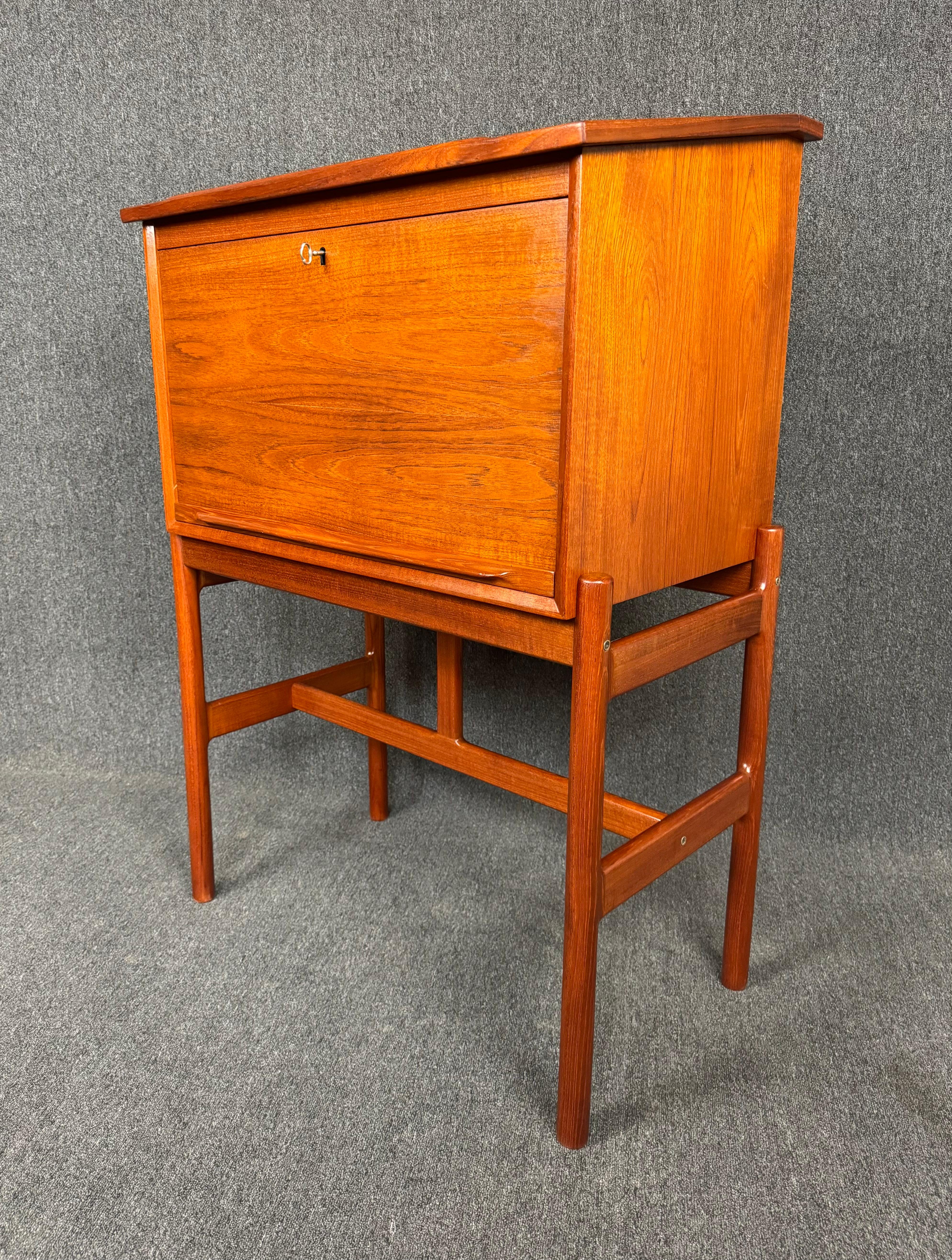 Woodwork Vintage Danish Mid Century Modern Teak Secretary Desk 
