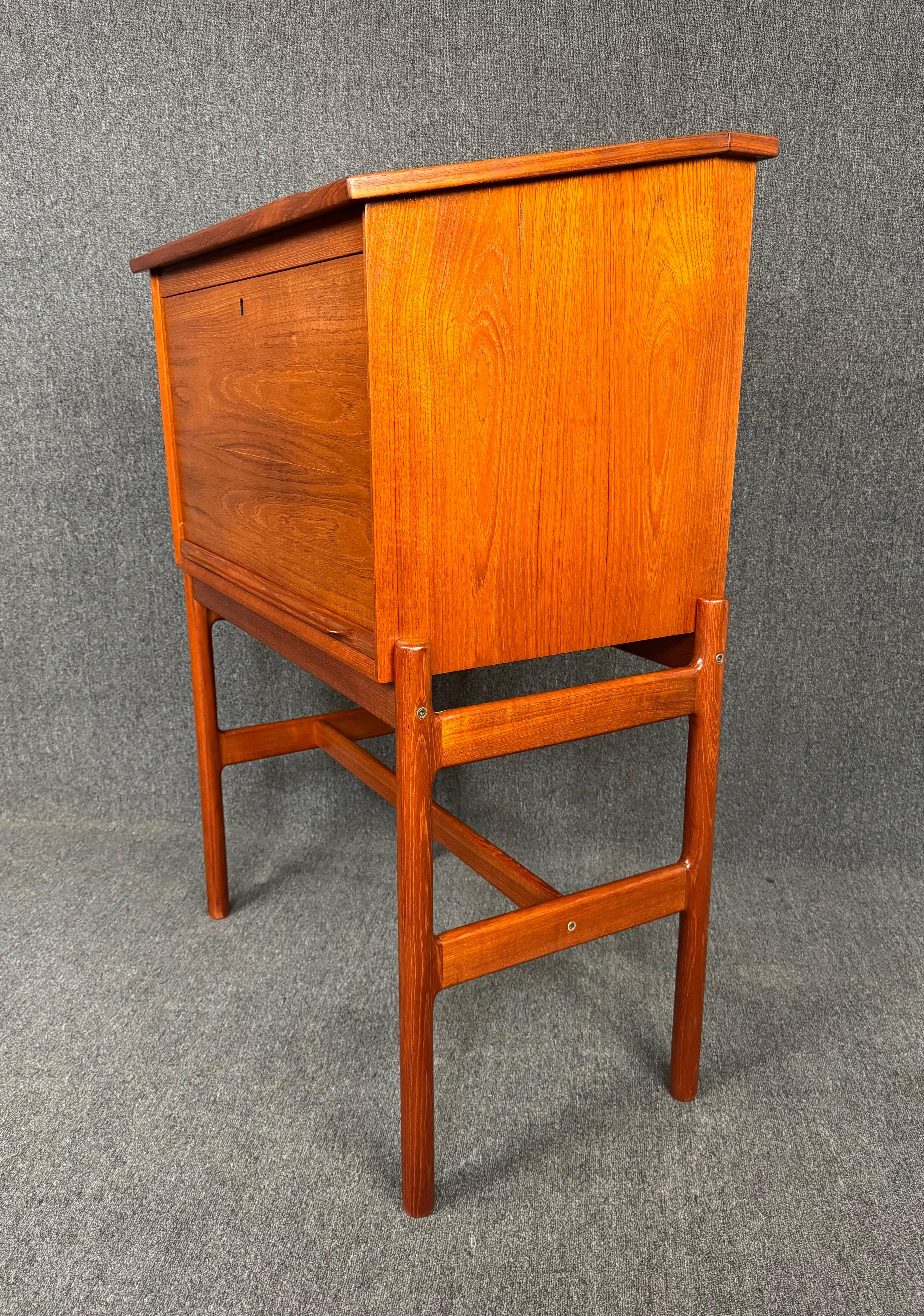 Vintage Danish Mid Century Modern Teak Secretary Desk 