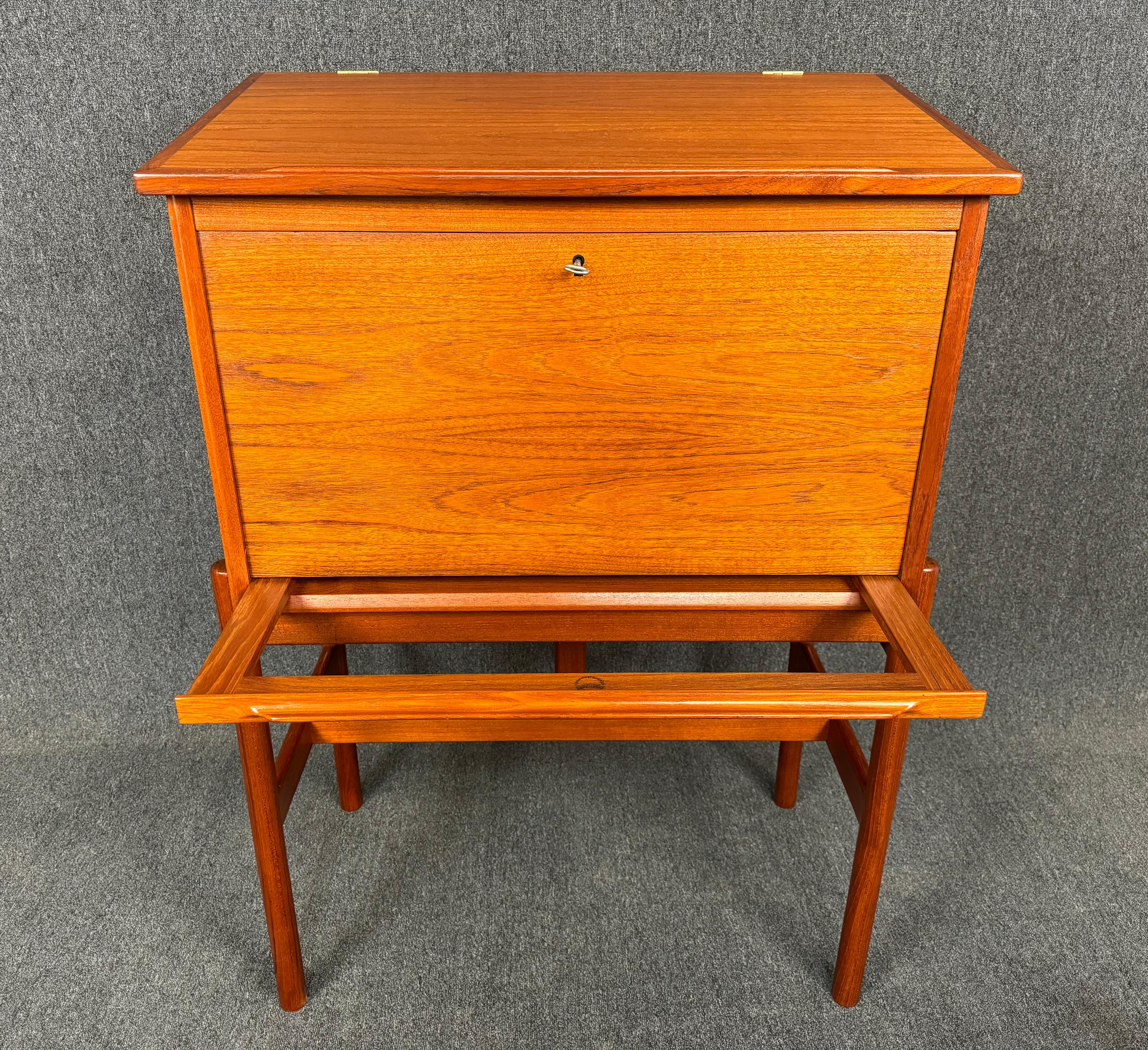 Vintage Danish Mid Century Modern Teak Secretary Desk 