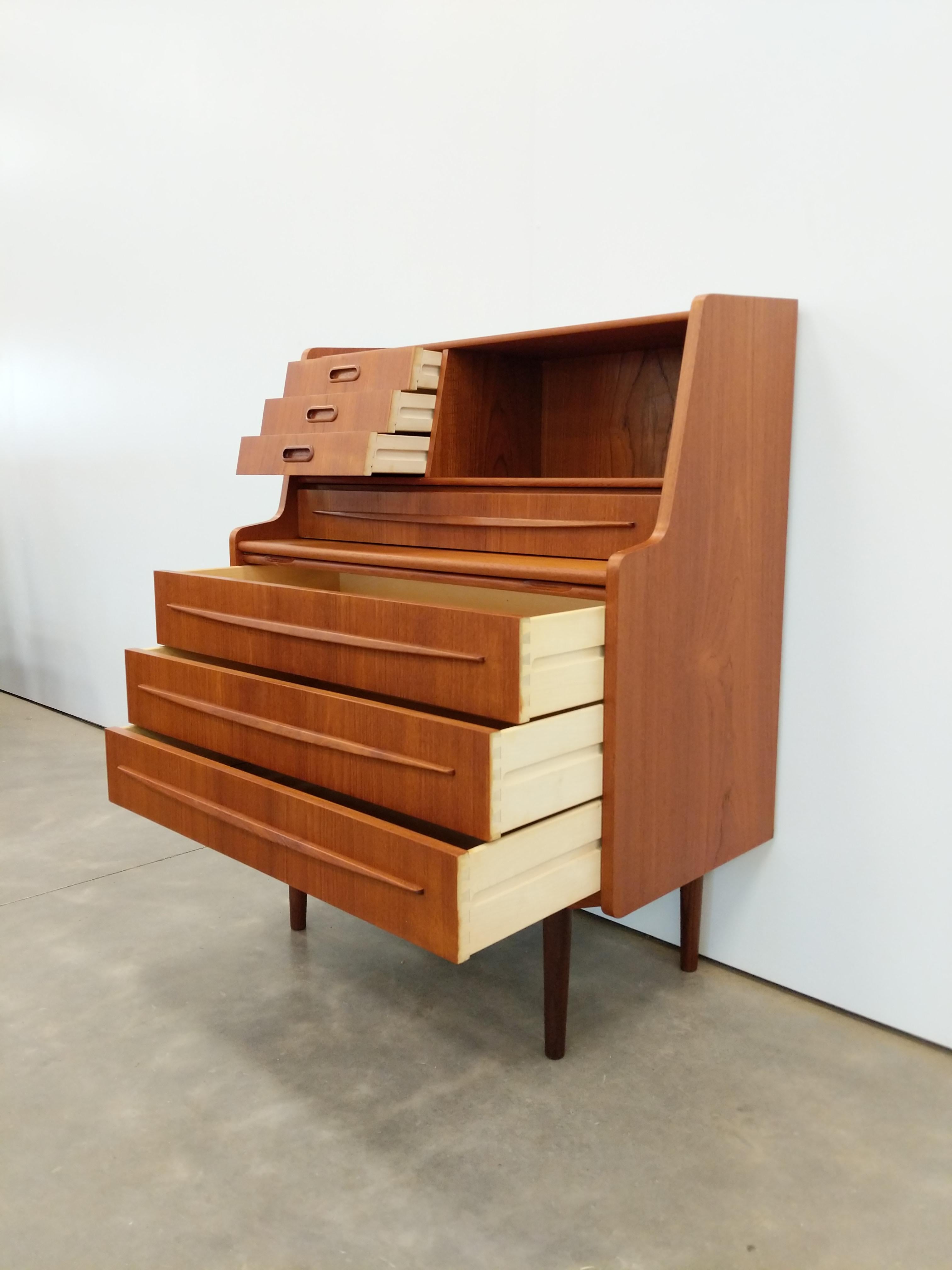 Mid-Century Modern Vintage Danish Mid Century Modern Teak Secretary Desk / Vanity