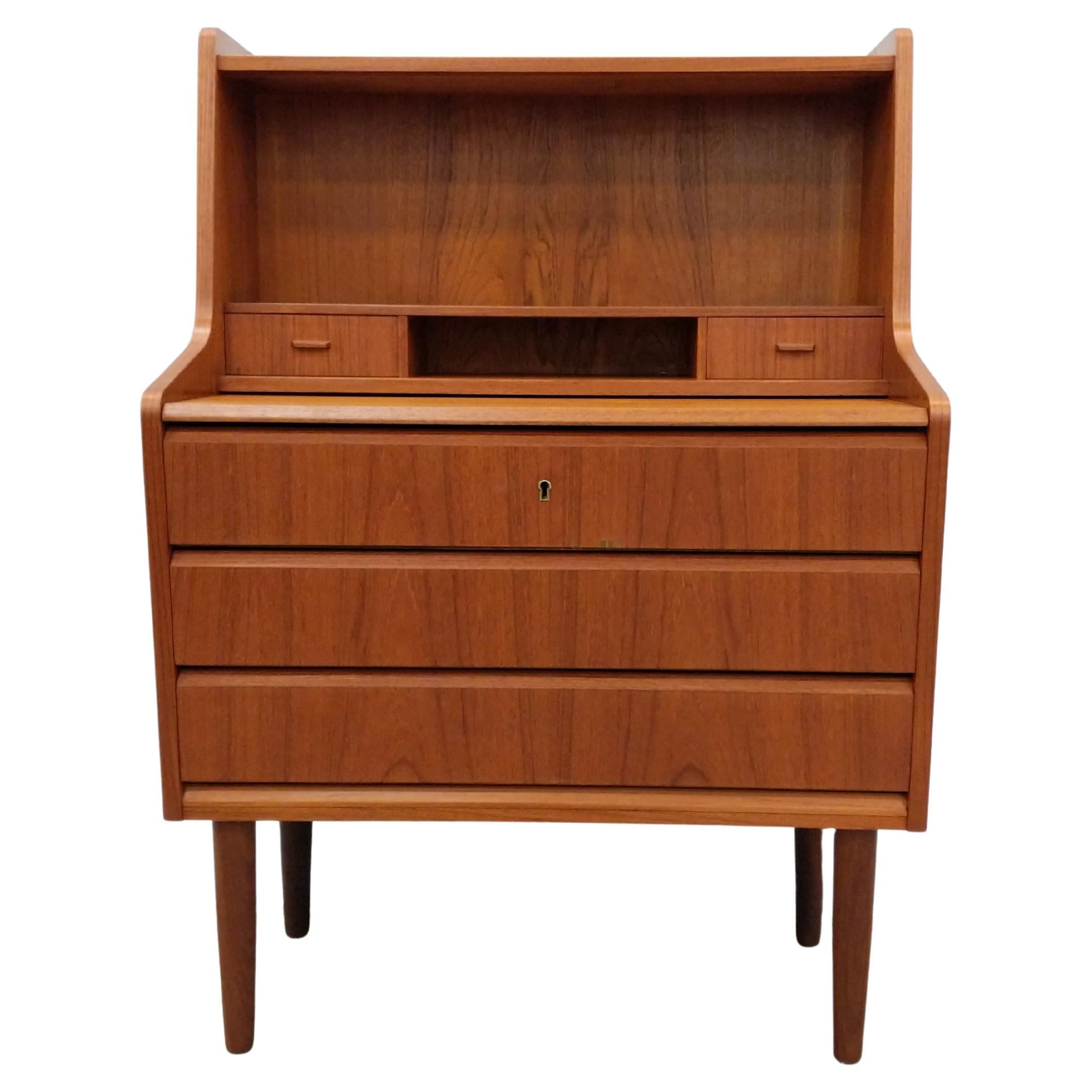 Vintage Danish Mid Century Modern Teak Secretary Desk / Vanity