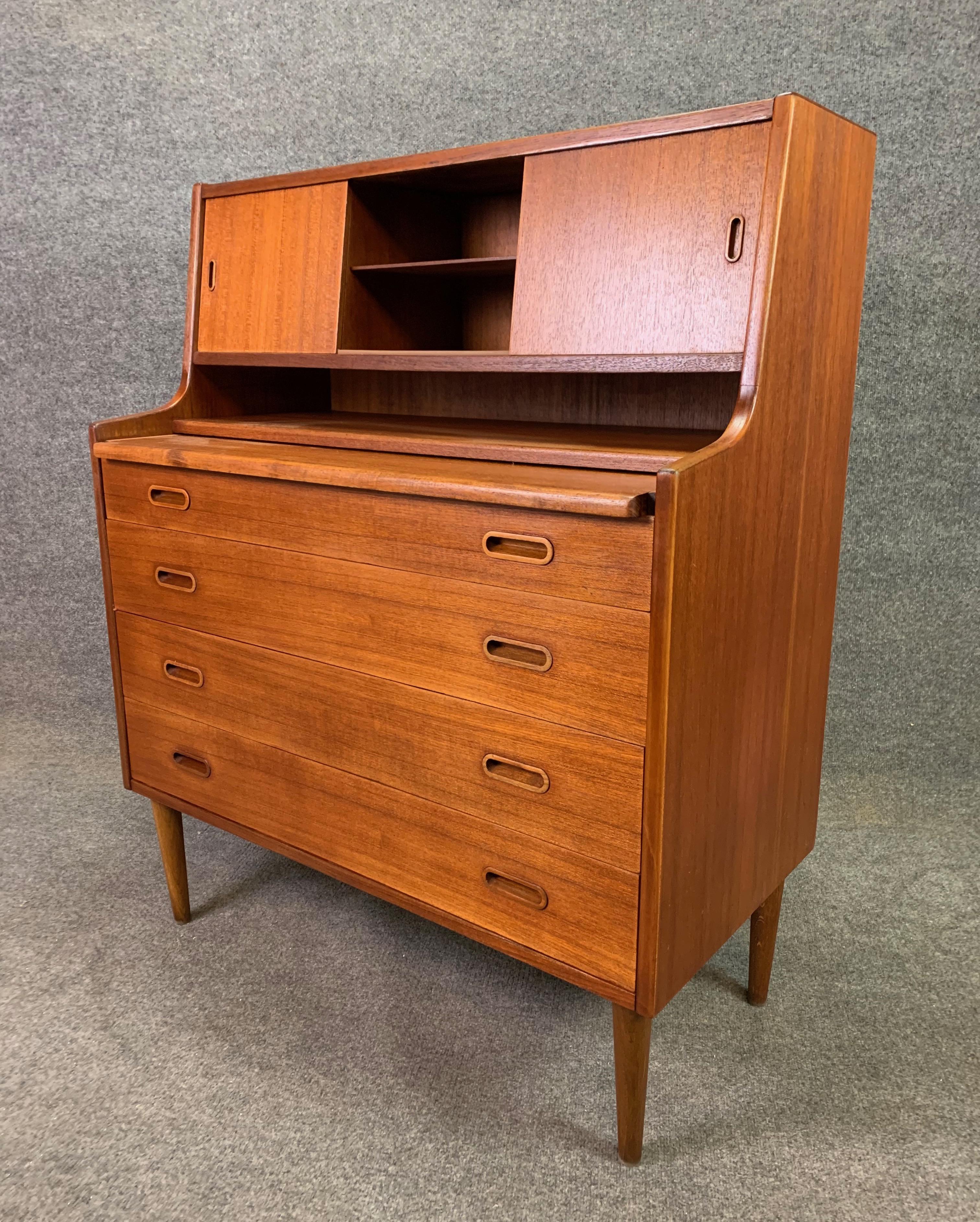 Vintage Danish Mid-Century Modern Teak Secretary Vanity 4