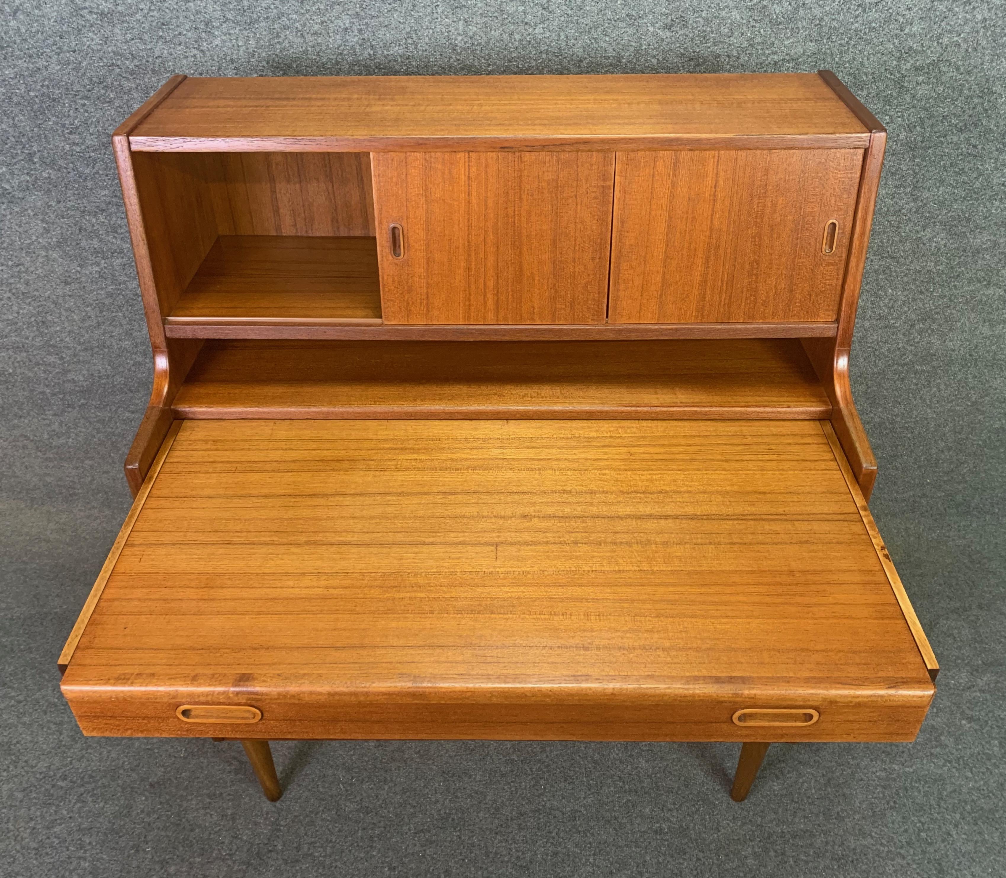 Scandinavian Modern Vintage Danish Mid-Century Modern Teak Secretary Vanity