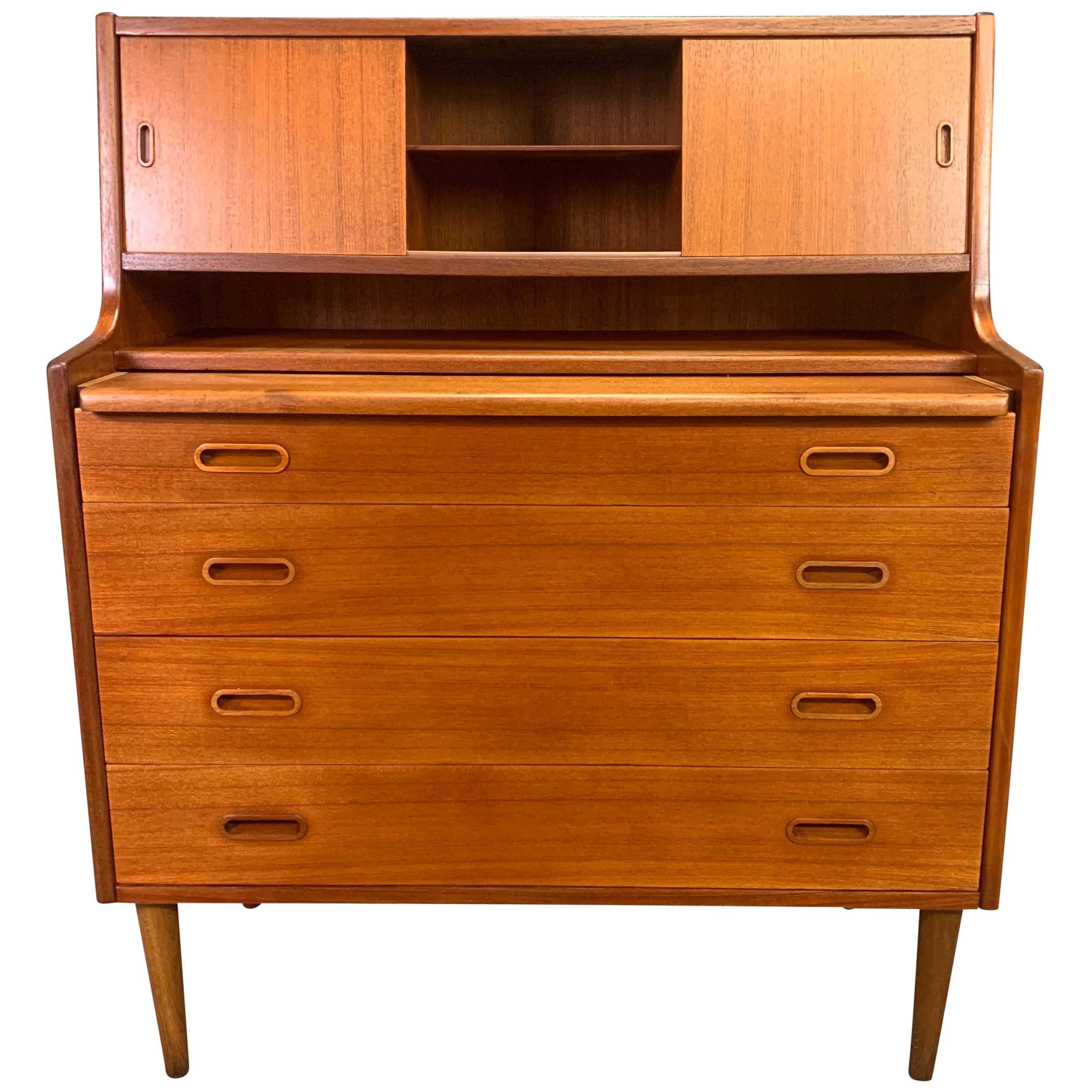 Vintage Danish Mid-Century Modern Teak Secretary Vanity