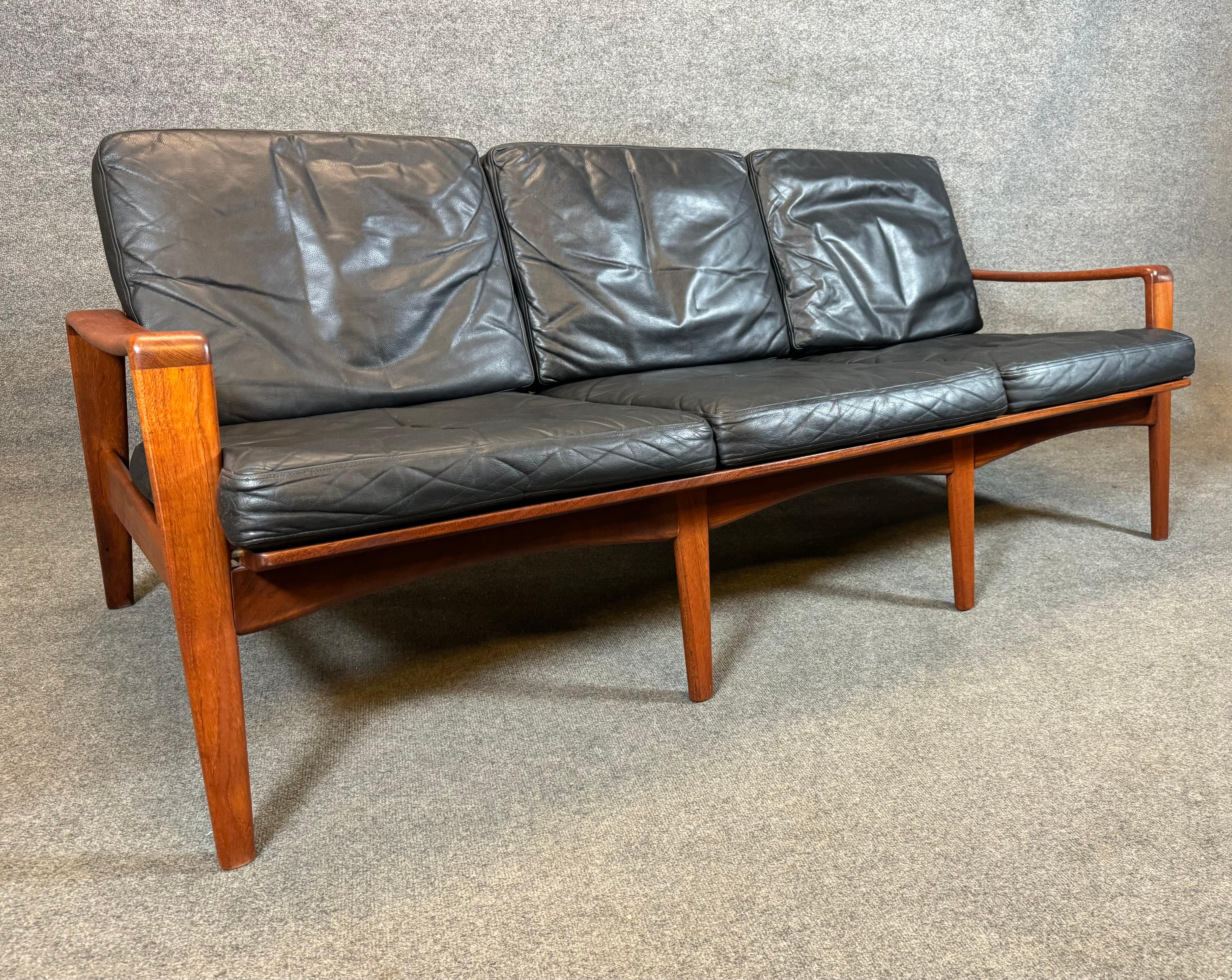 Norwegian Vintage Danish Mid Century Modern Teak Sofa by Arne Wahl Iversen For Sale