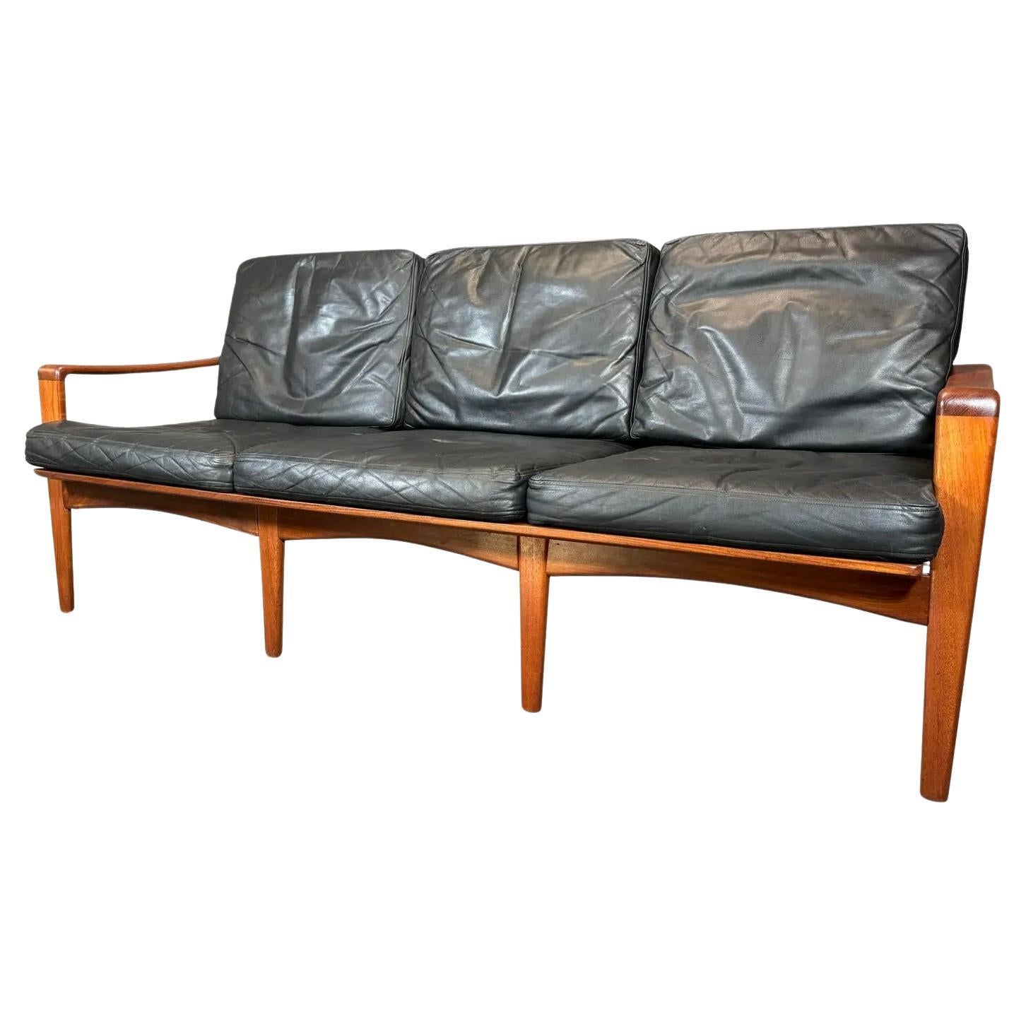 Vintage Danish Mid Century Modern Teak Sofa by Arne Wahl Iversen For Sale