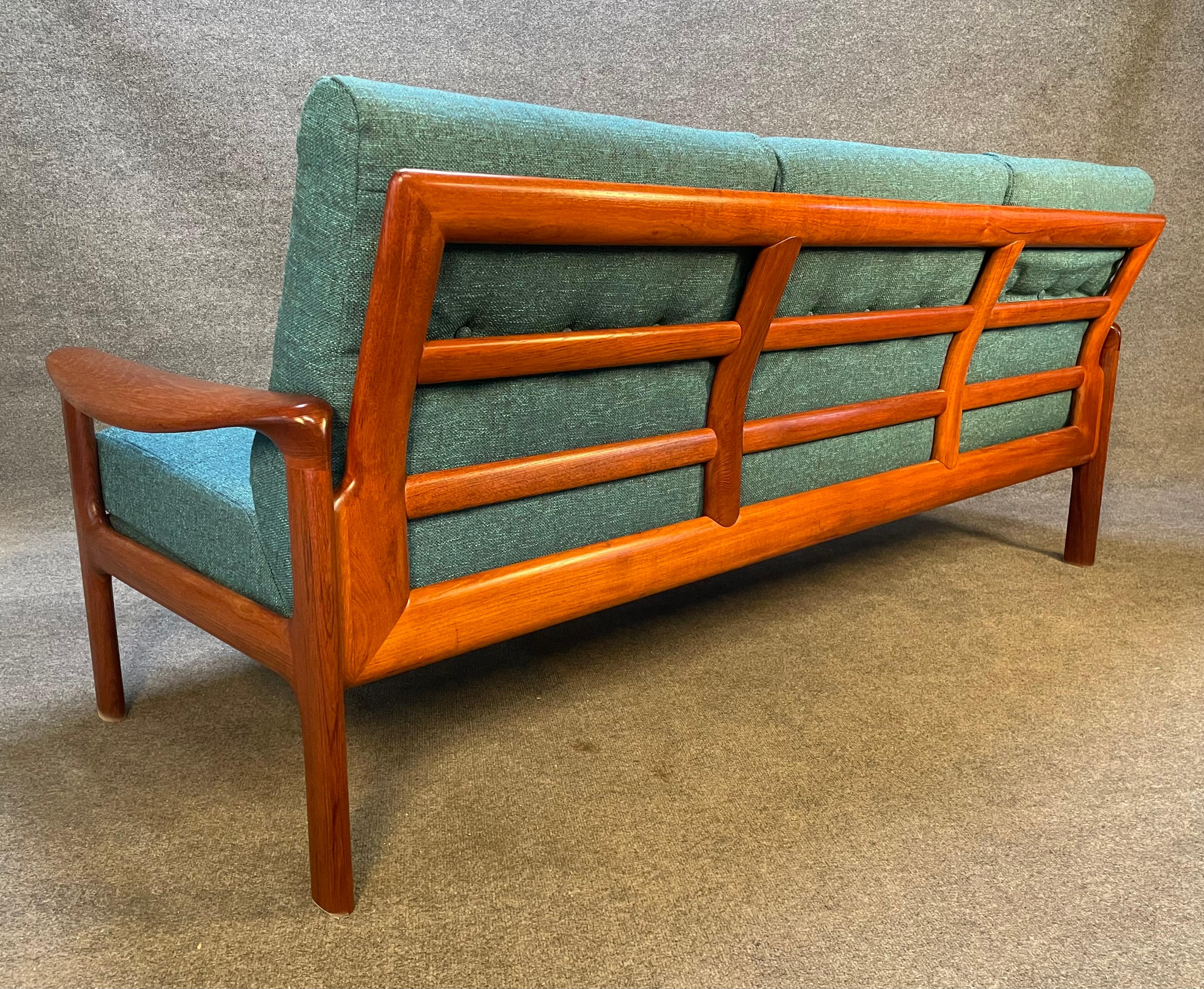 Vintage Danish Mid Century Modern Teak Sofa by Komfort 1