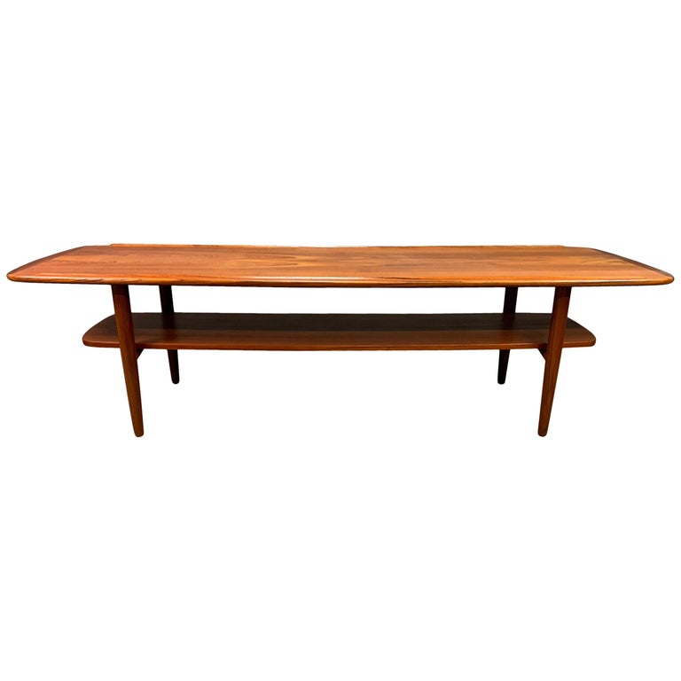 Vintage Danish MidCentury Modern Teak "Surfboard" Coffee Table at 1stDibs