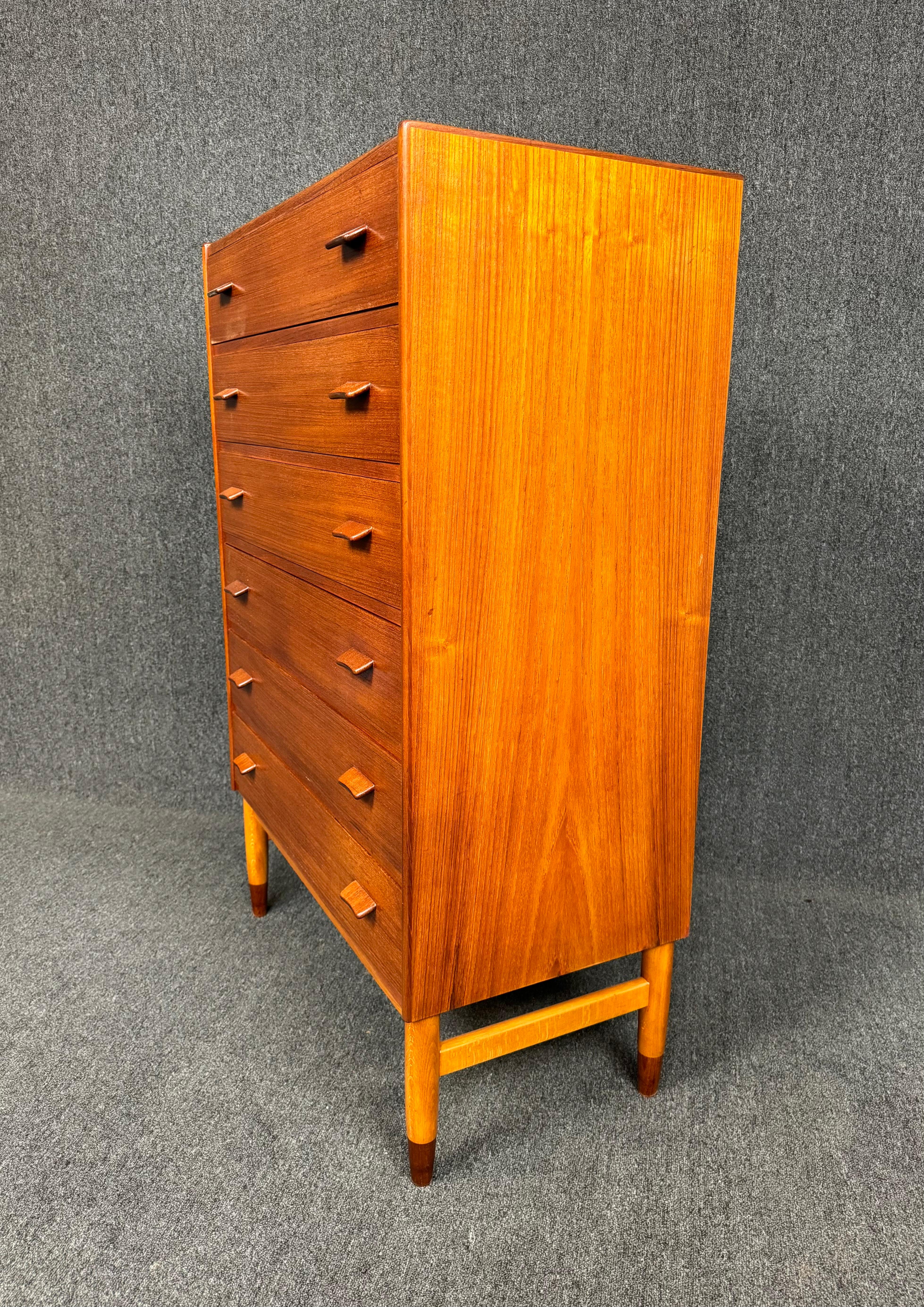 Woodwork Vintage Danish Mid Century Modern Teak Tall Boy Dresser by Poul Volther For Sale