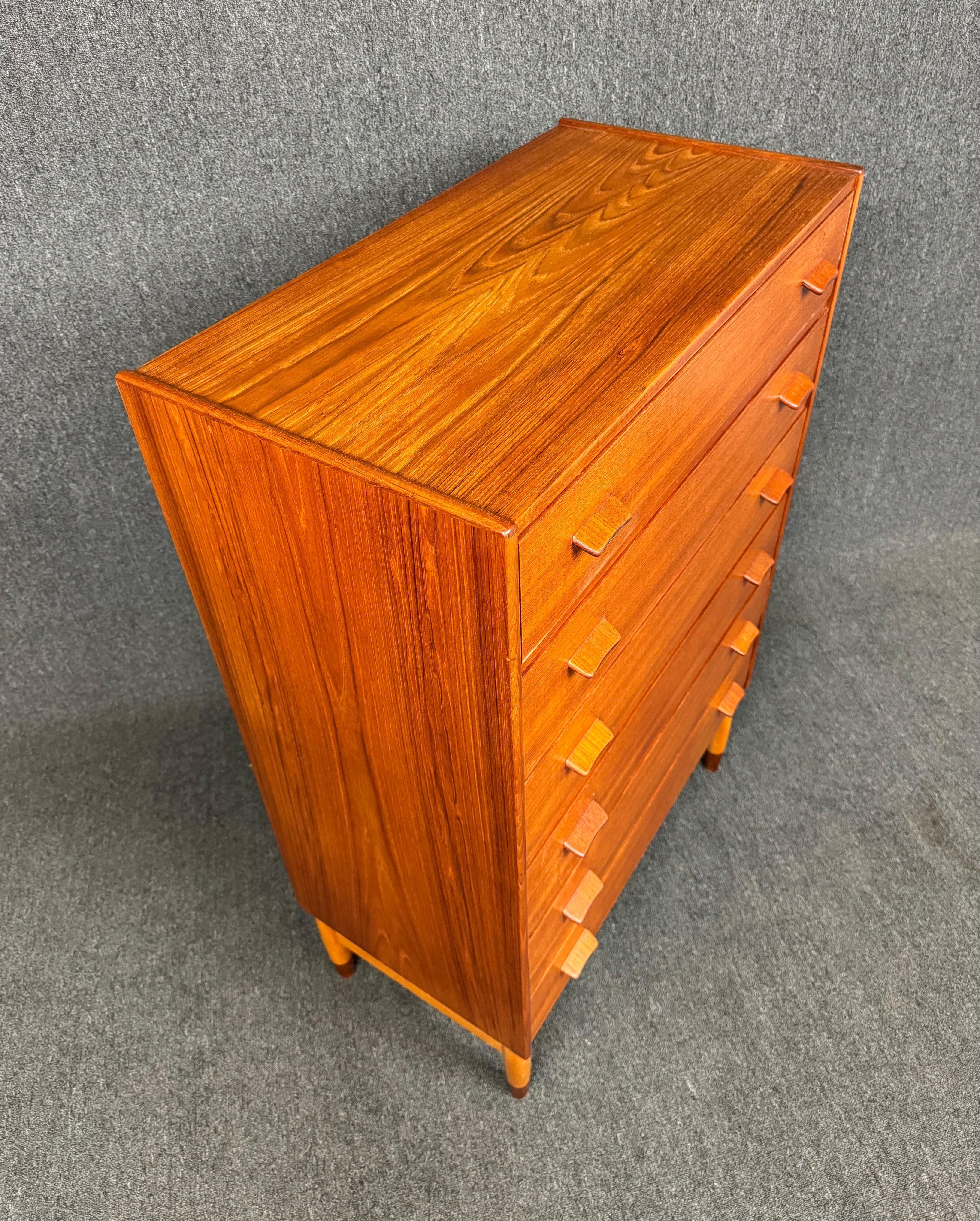 Vintage Danish Mid Century Modern Teak Tall Boy Dresser by Poul Volther In Good Condition For Sale In San Marcos, CA