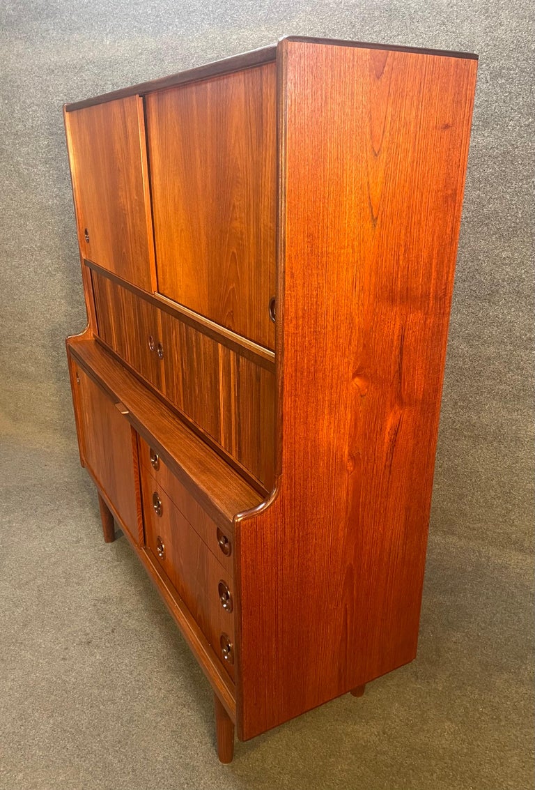 Vintage Danish MidCentury Modern Teak Tall Credenza by Johannes