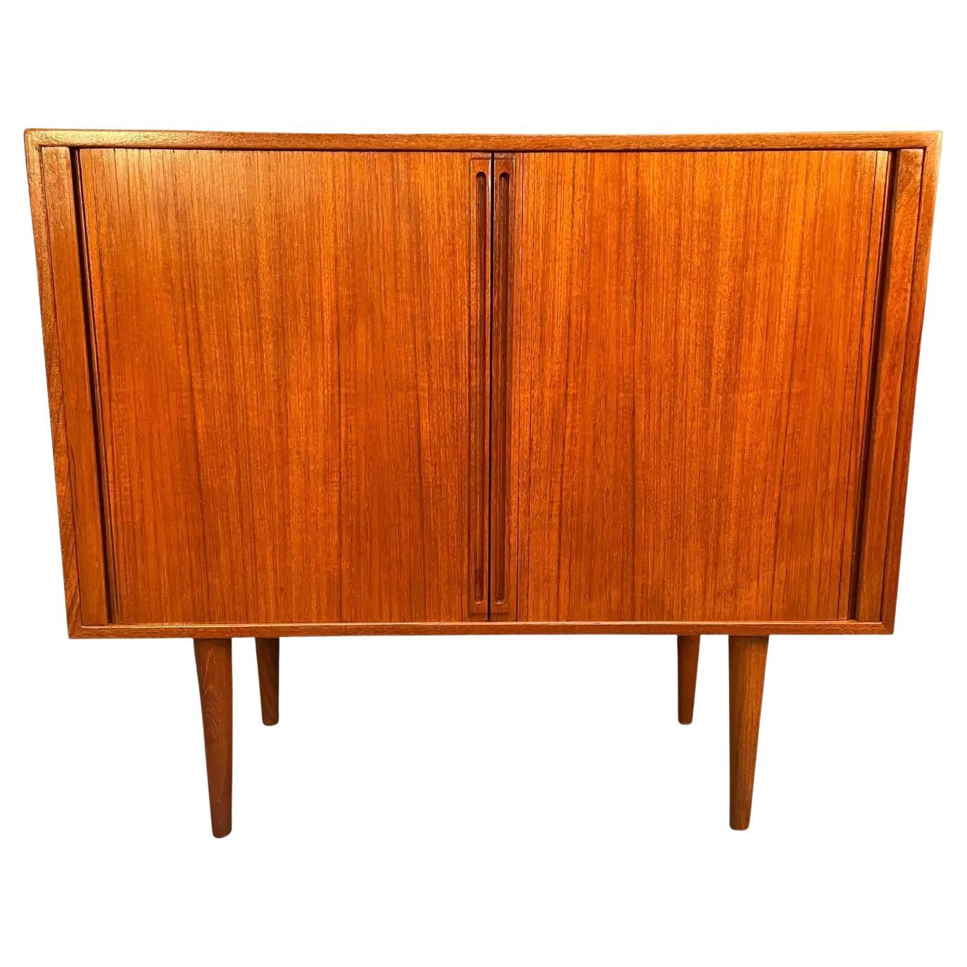 Vintage Danish Mid-Century Modern Teak Tambour Door Cabinet by Kai Kristiansen For Sale