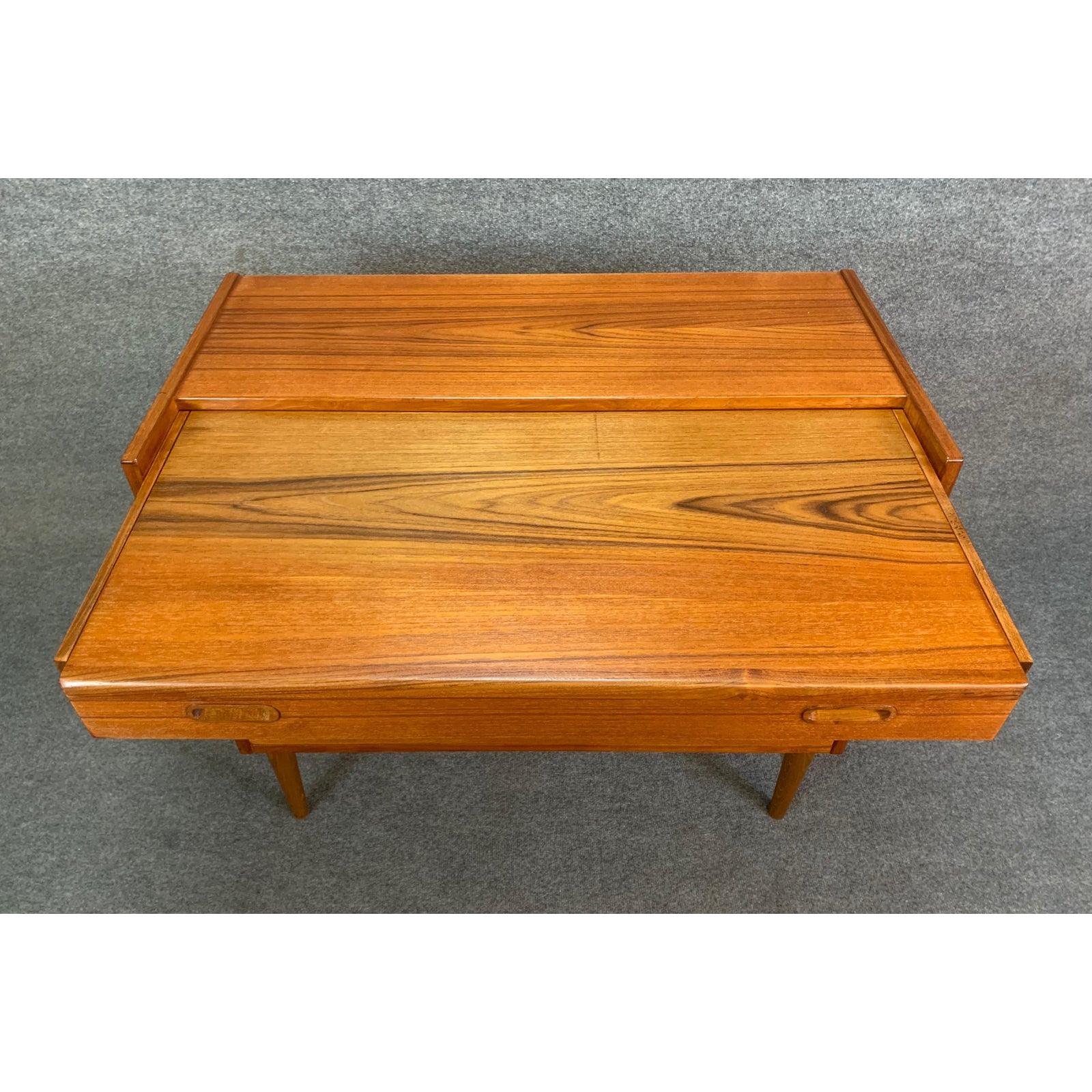 Scandinavian Modern Vintage Danish Mid-Century Modern Teak Vanity Dresser For Sale