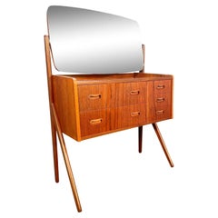 Vintage Danish Mid-Century Modern Teak Vanity-Dressing Table