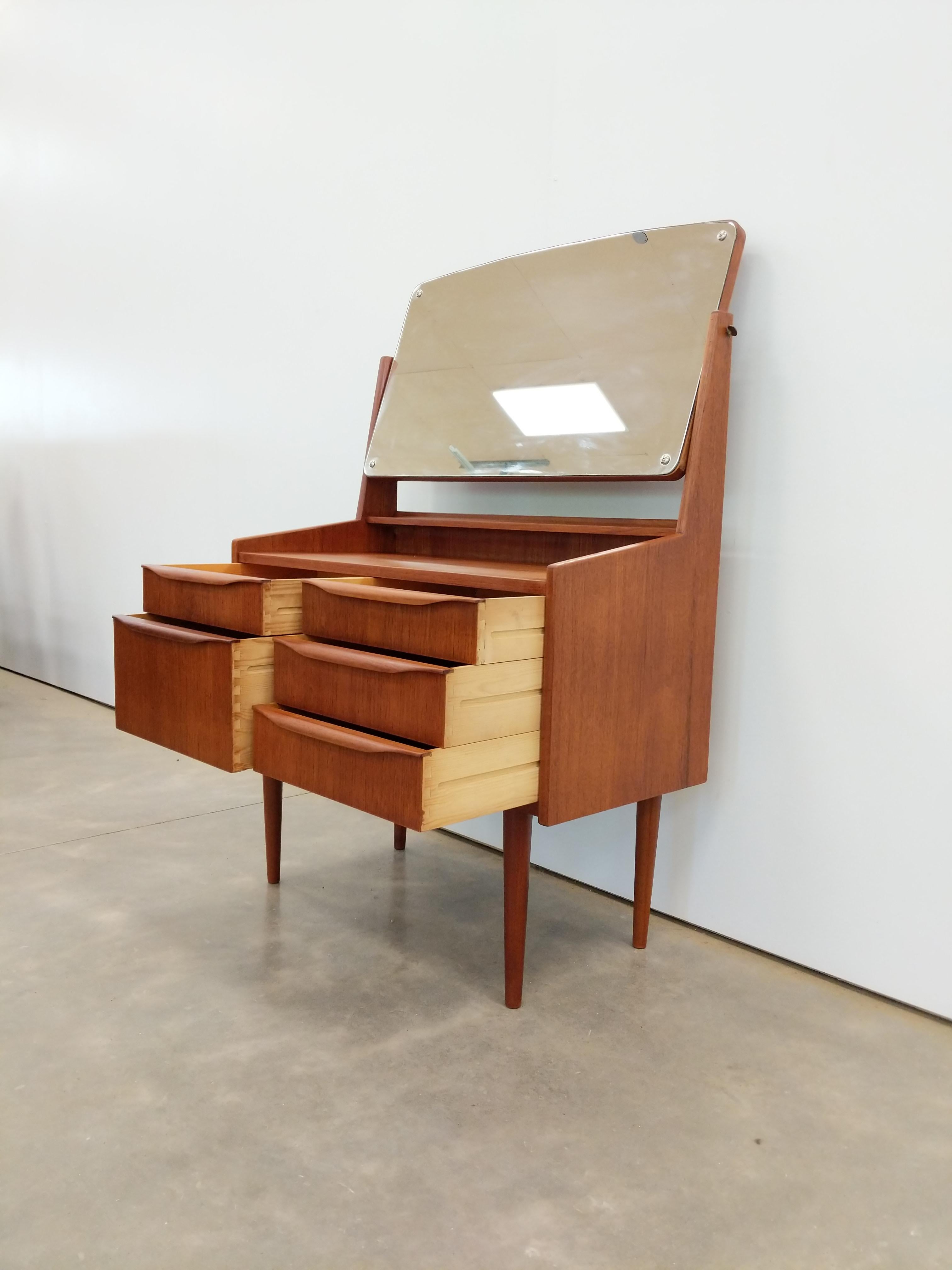 Mid-Century Modern Vintage Danish Mid Century Modern Teak Vanity