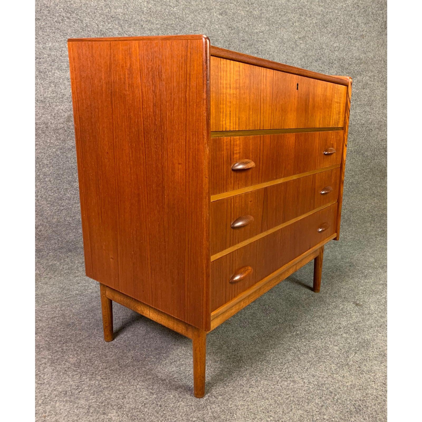 Vintage Danish Mid-Century Modern Teak Vanity, Low Boy Dresser 4