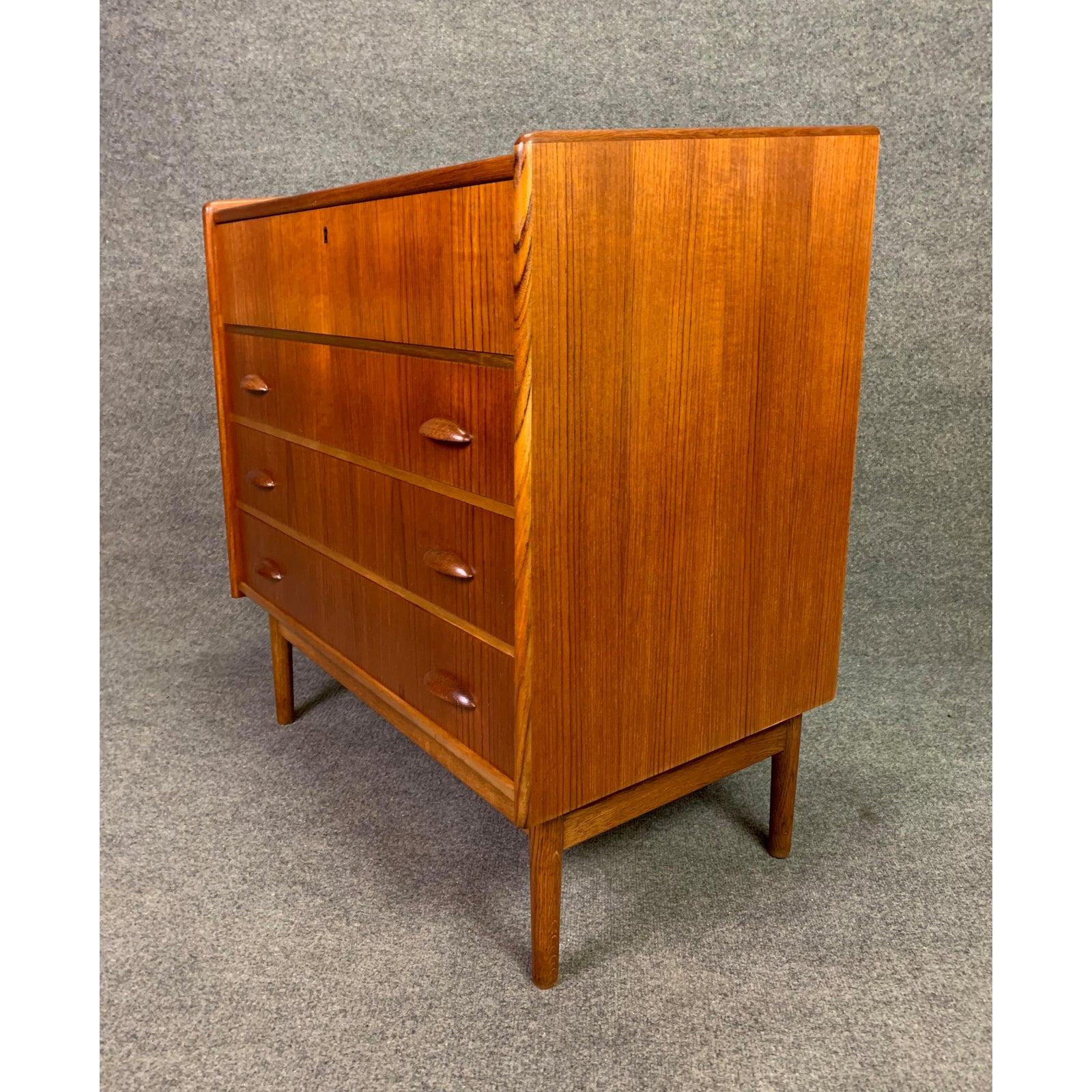 Woodwork Vintage Danish Mid-Century Modern Teak Vanity, Low Boy Dresser