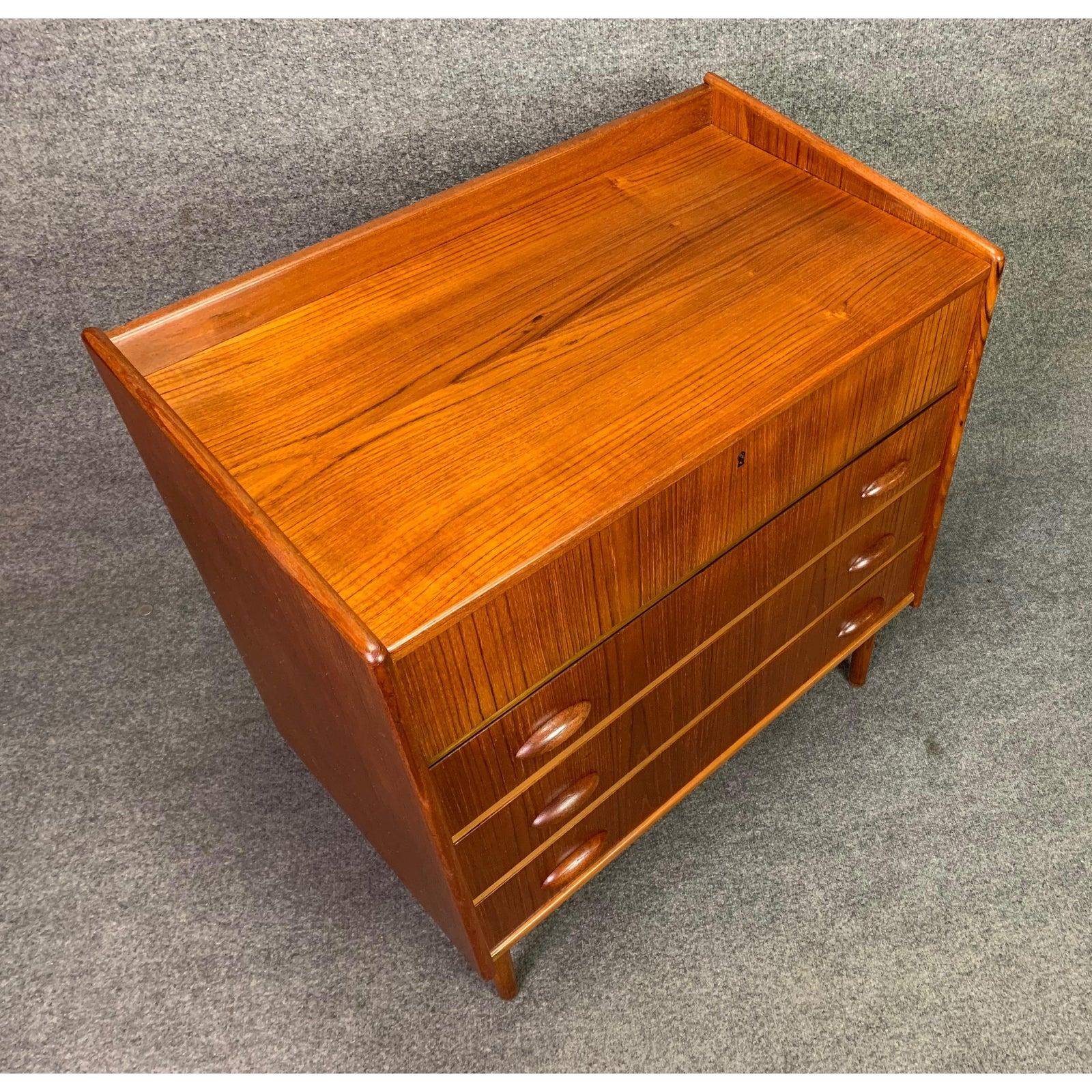 Vintage Danish Mid-Century Modern Teak Vanity, Low Boy Dresser 1