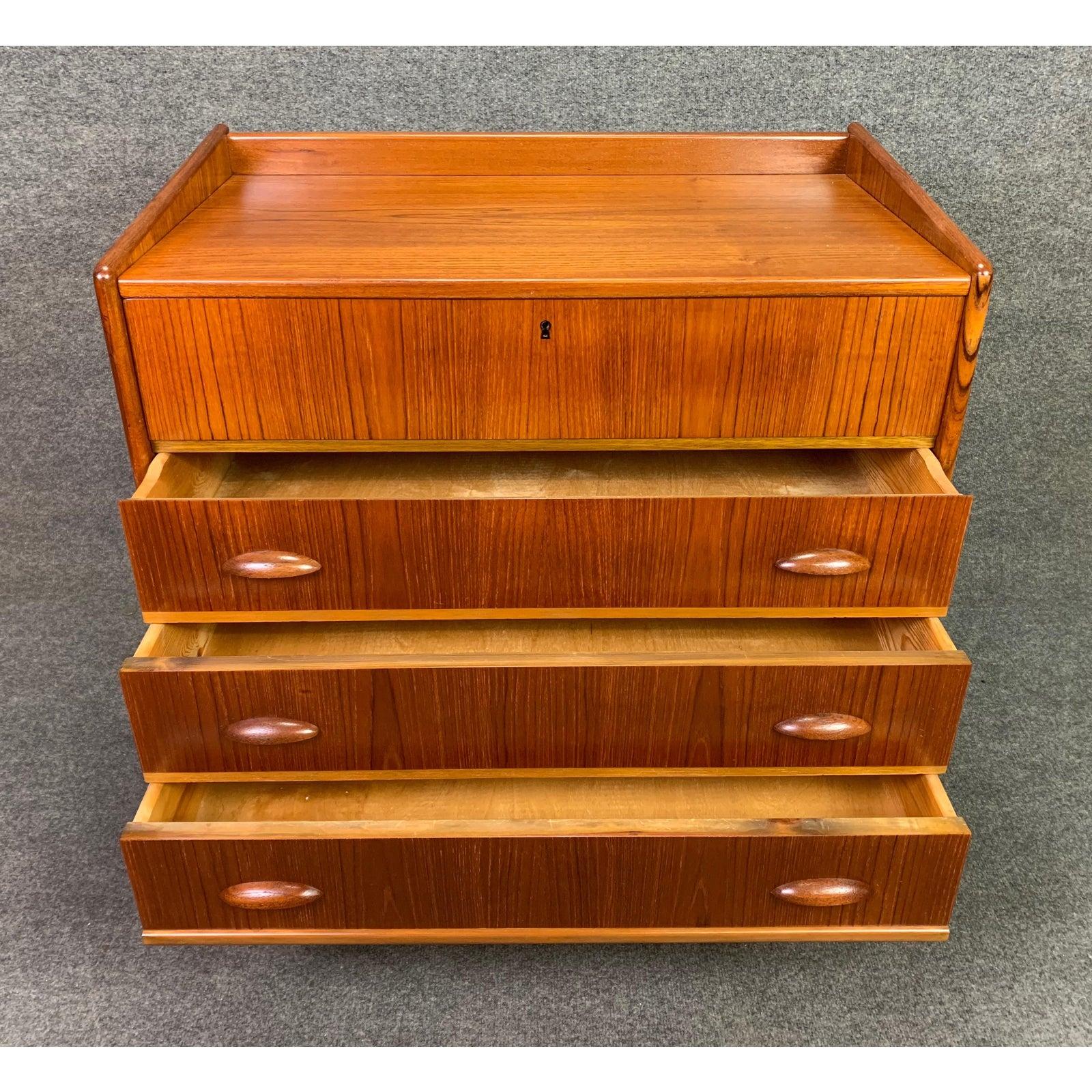 Vintage Danish Mid-Century Modern Teak Vanity, Low Boy Dresser 2