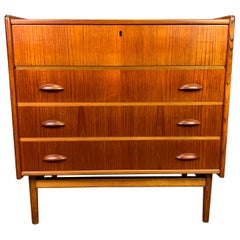 Vintage Danish Mid-Century Modern Teak Vanity, Low Boy Dresser