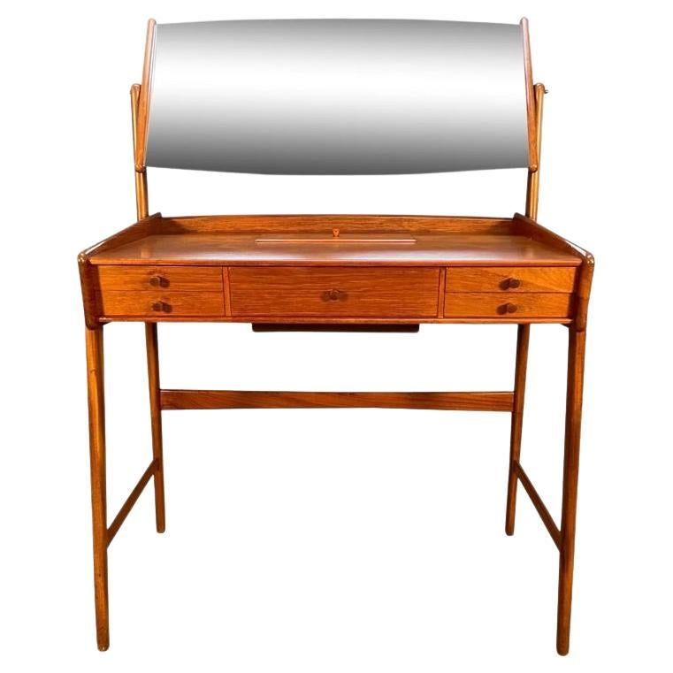 Vintage Danish Mid-Century Modern Teak Vanity, Make Up Table