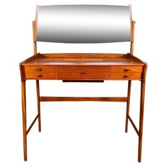 Vintage Danish Mid-Century Modern Teak Vanity, Make Up Table