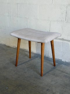 Vintage Danish Mid Century Modern Teak Vanity Stool Ottoman