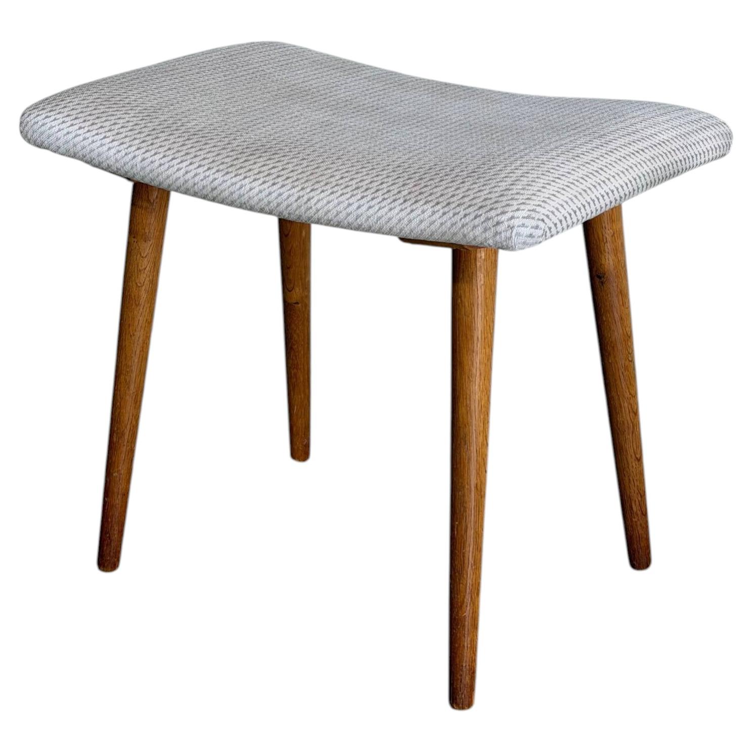 Vintage Danish Mid Century Modern Teak Vanity Stool Ottoman