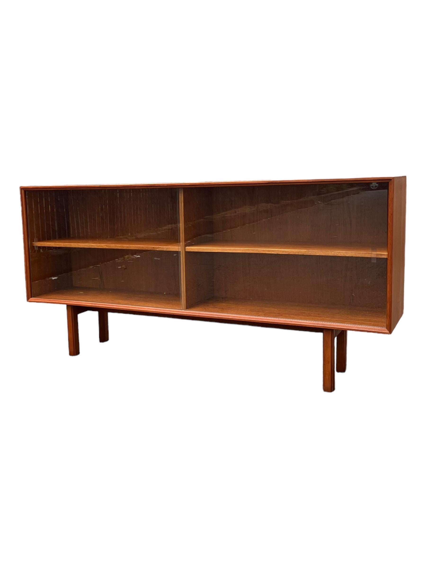 Mid-Century Modern Vintage Danish Mid Century Modern Teak Wood Book Shelf Display Cabinet For Sale