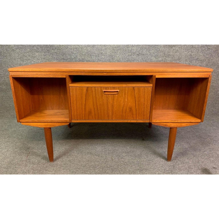 Vintage Danish Mid-Century Modern Teak Writing Desk by J. Svenstrup for ...