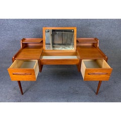 Vintage Danish Mid-Century Modern Teak Writing Desk Vanity