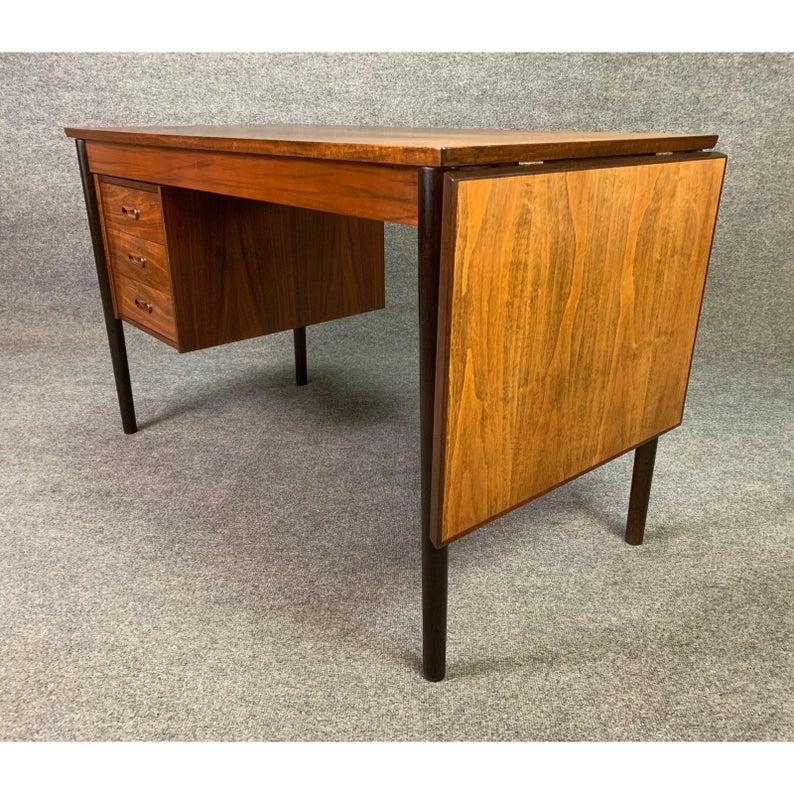 Woodwork Vintage Danish Mid-Century Modern Walnut Drop Leaf Desk by Arne Vodder For Sale