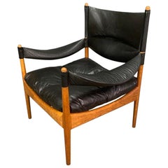 Vintage Danish Midcentury "Modus" Oak & Leather Lounge Chair by Kristian Vedel