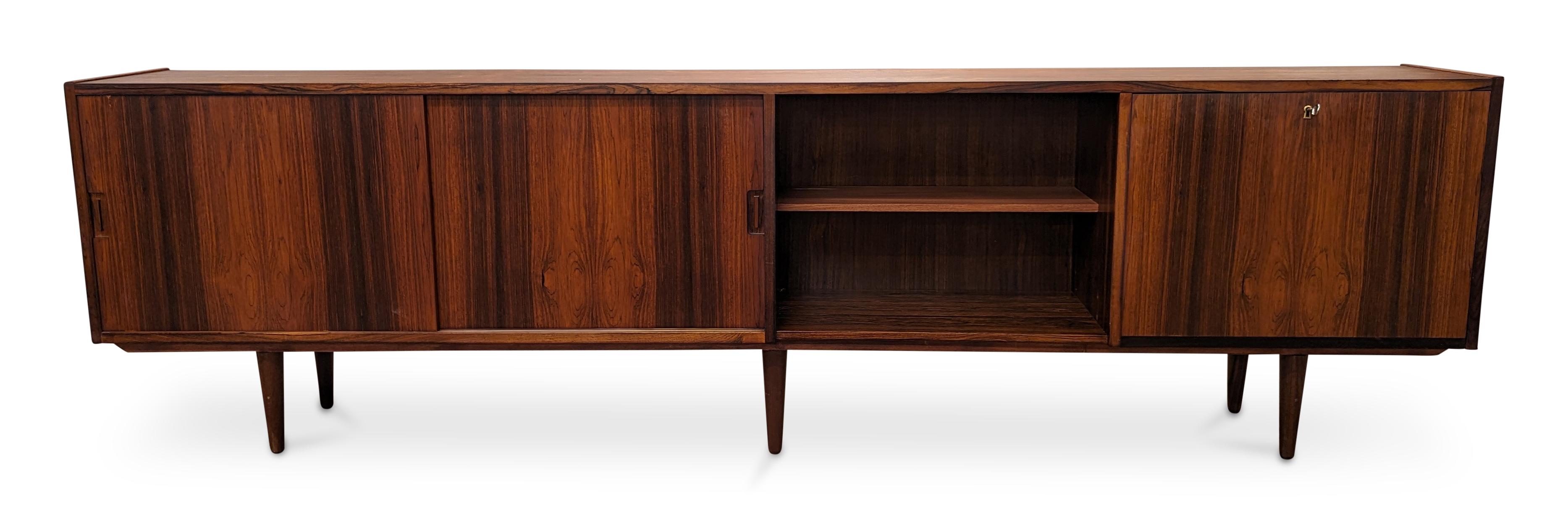 Vintage Danish Mid Century Narrow Rosewood Sideboard - 022414 In Good Condition In Jersey City, NJ