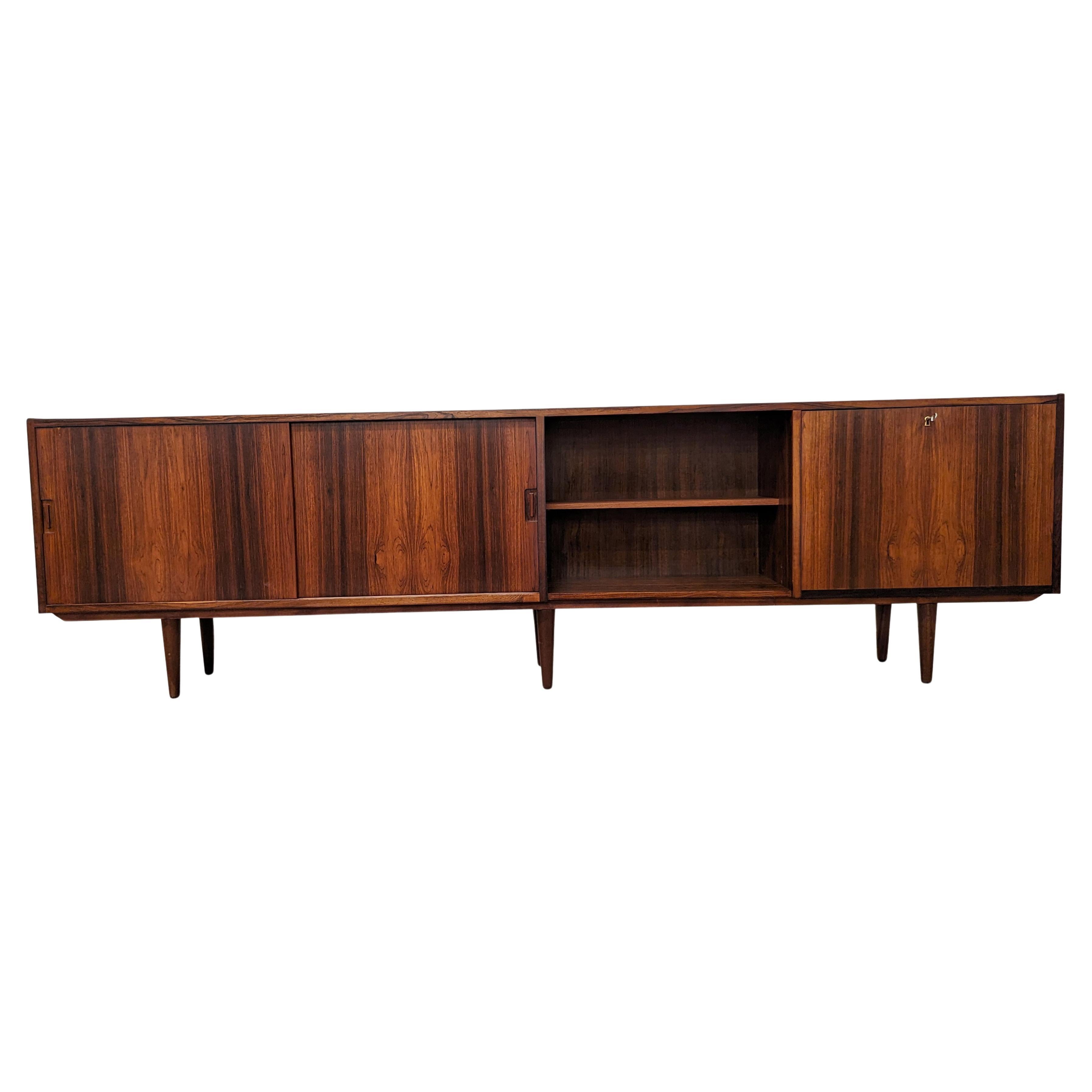 Vintage Danish Mid Century Narrow Rosewood Sideboard - 022414