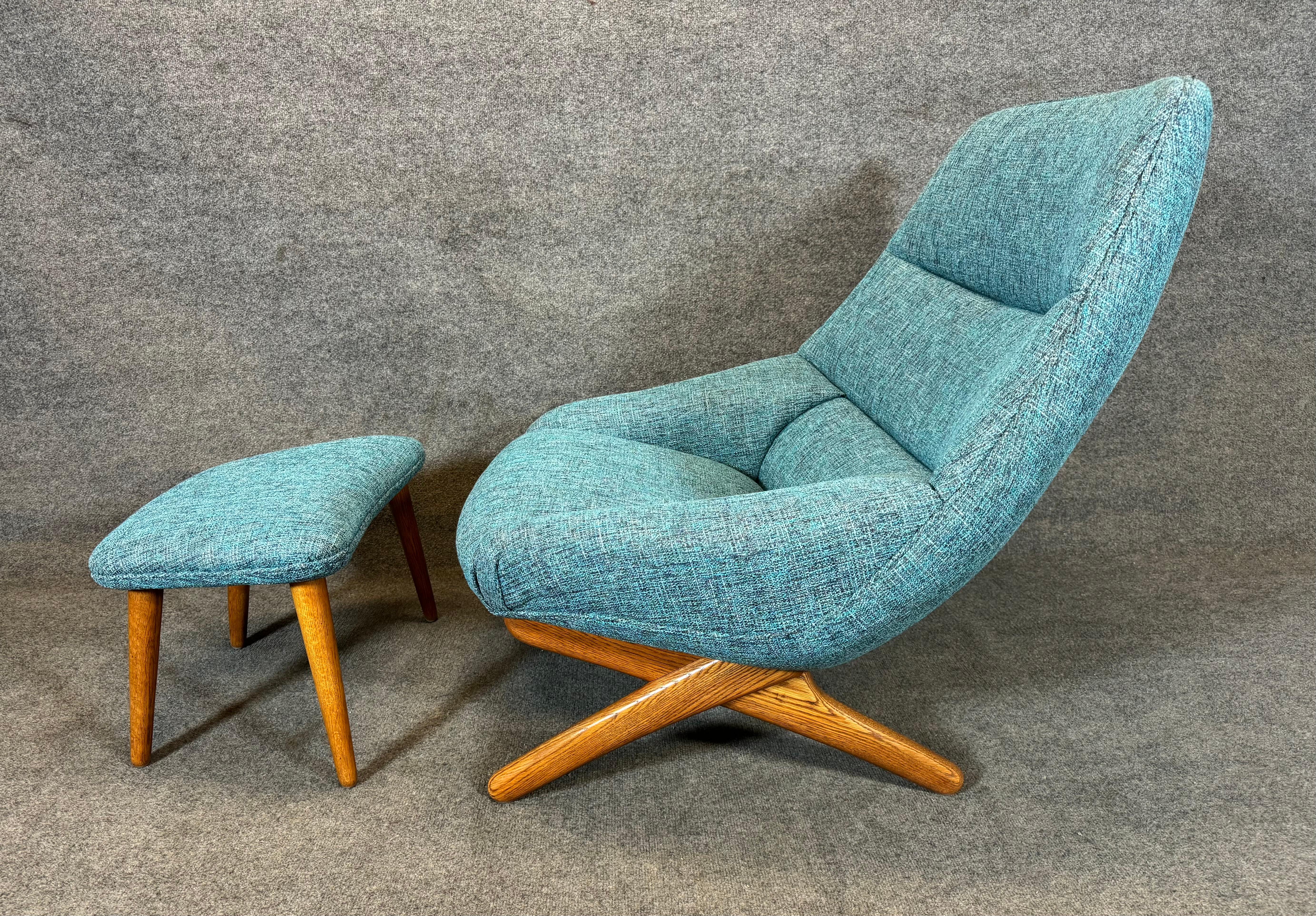 Vintage Danish Mid Century Oak Lounge Chair and Ottoman Ml91 by Illum Wikkelso 3