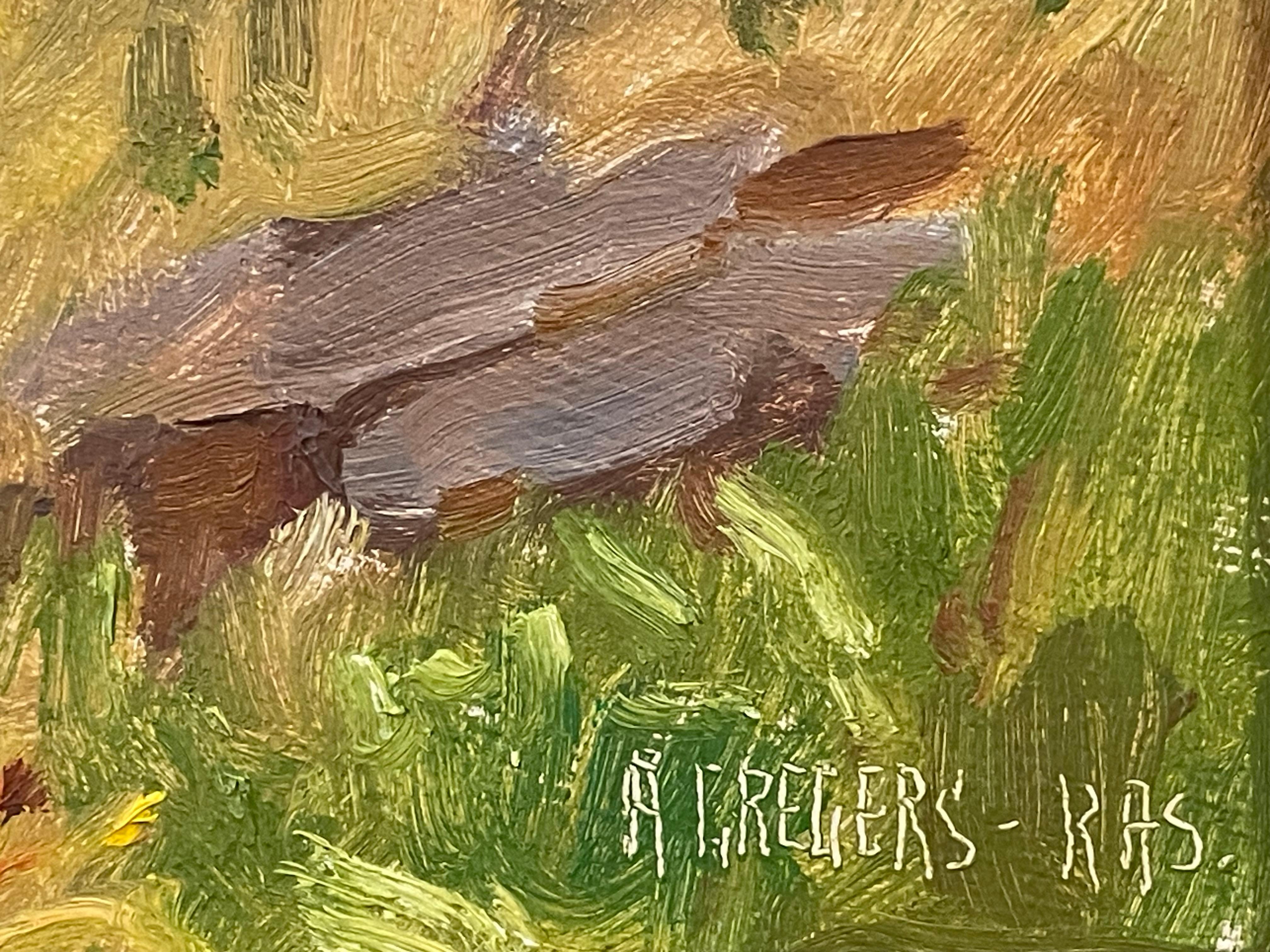 Mid-Century moderno Quadro danese d'epoca di metà secolo raffigurante un paesaggio costiero nella calda luce pomeridiana in vendita