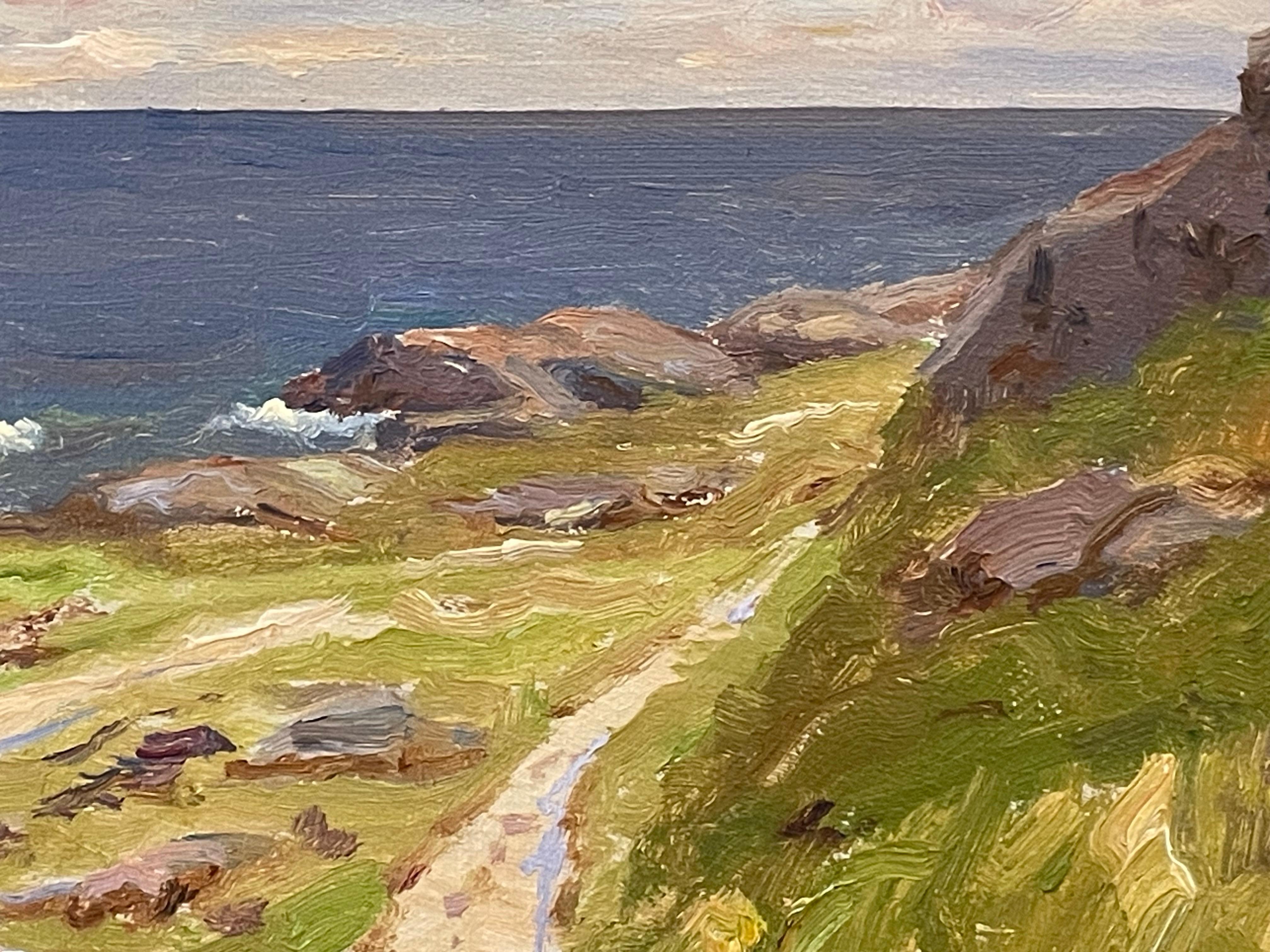 XX secolo Quadro danese d'epoca di metà secolo raffigurante un paesaggio costiero nella calda luce pomeridiana in vendita