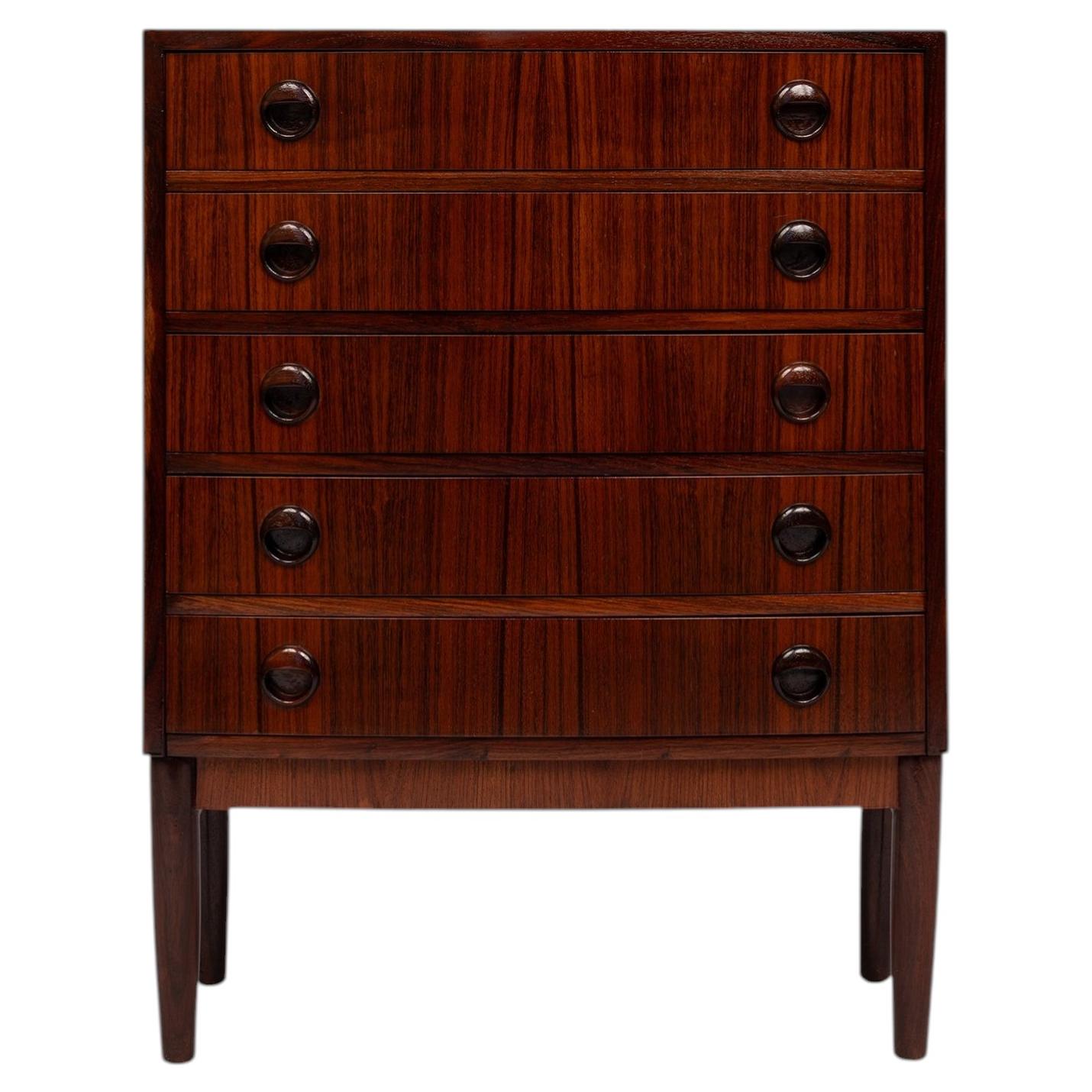 Vintage Danish Mid Century Rosewood 5 Drawer Chest 1960s Kai Kristiansen