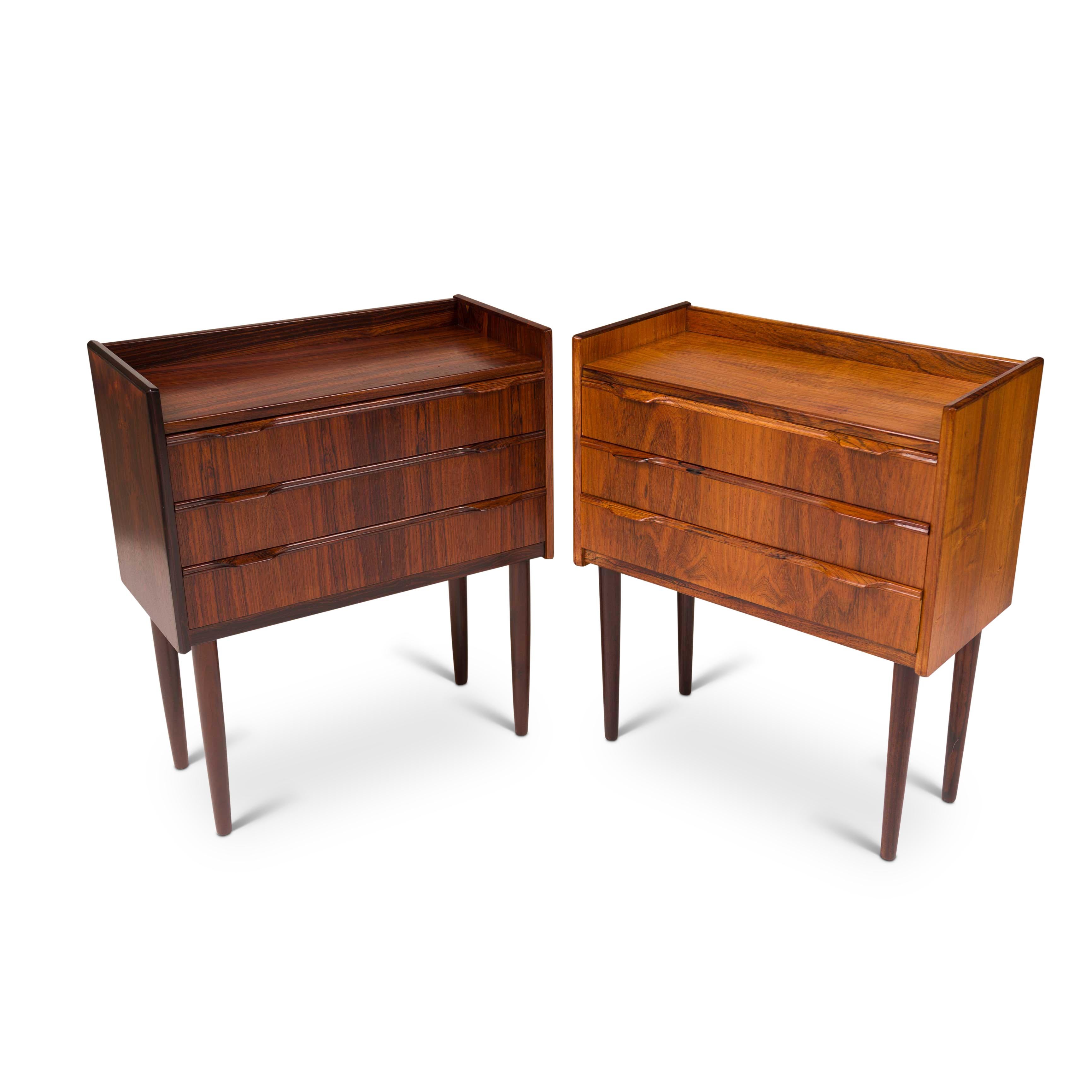 Mid-Century Modern Vintage Danish Mid-Century Rosewood Accent Tables Nightstands Chest — Pair