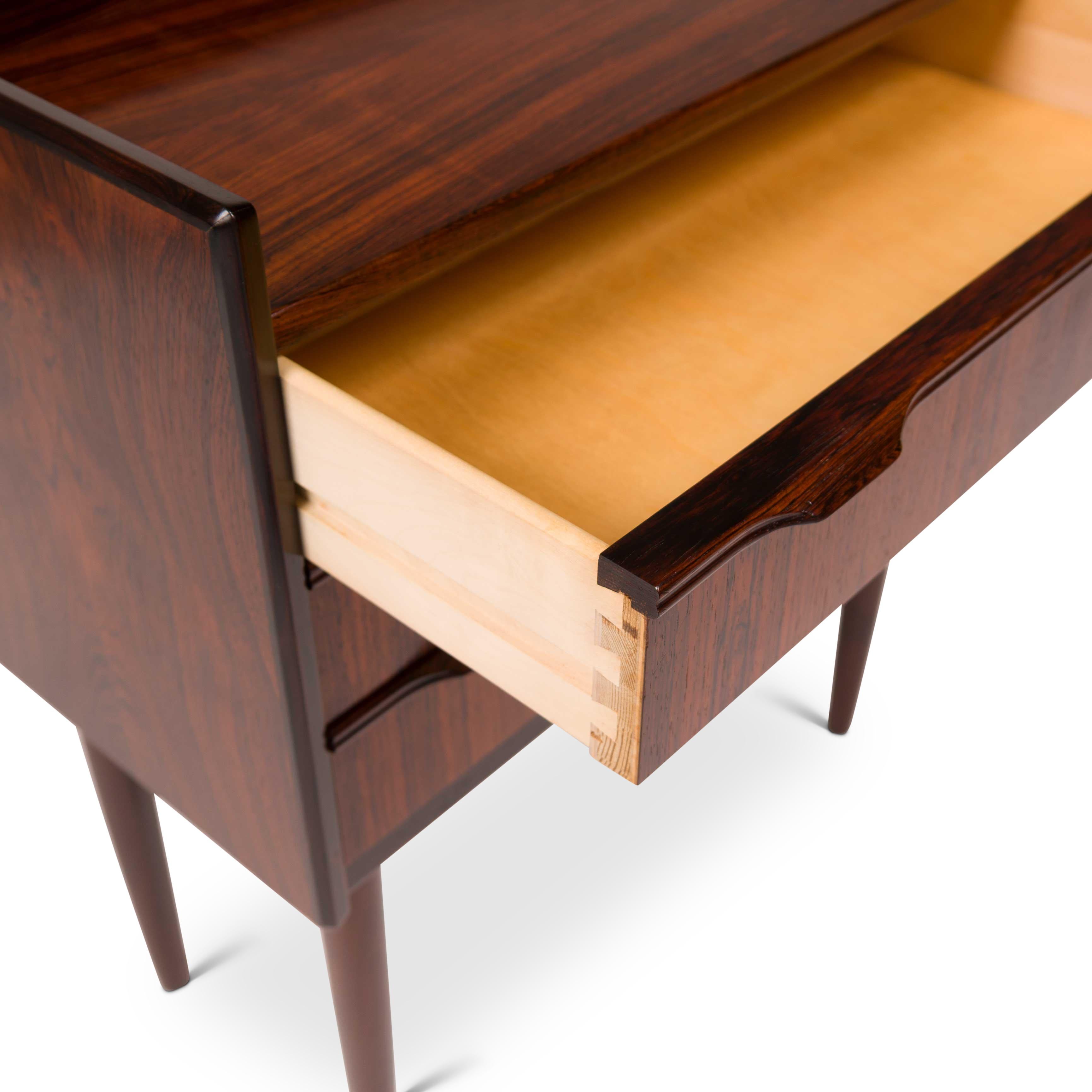Vintage Danish Mid-Century Rosewood Accent Tables Nightstands Chest — Pair 1