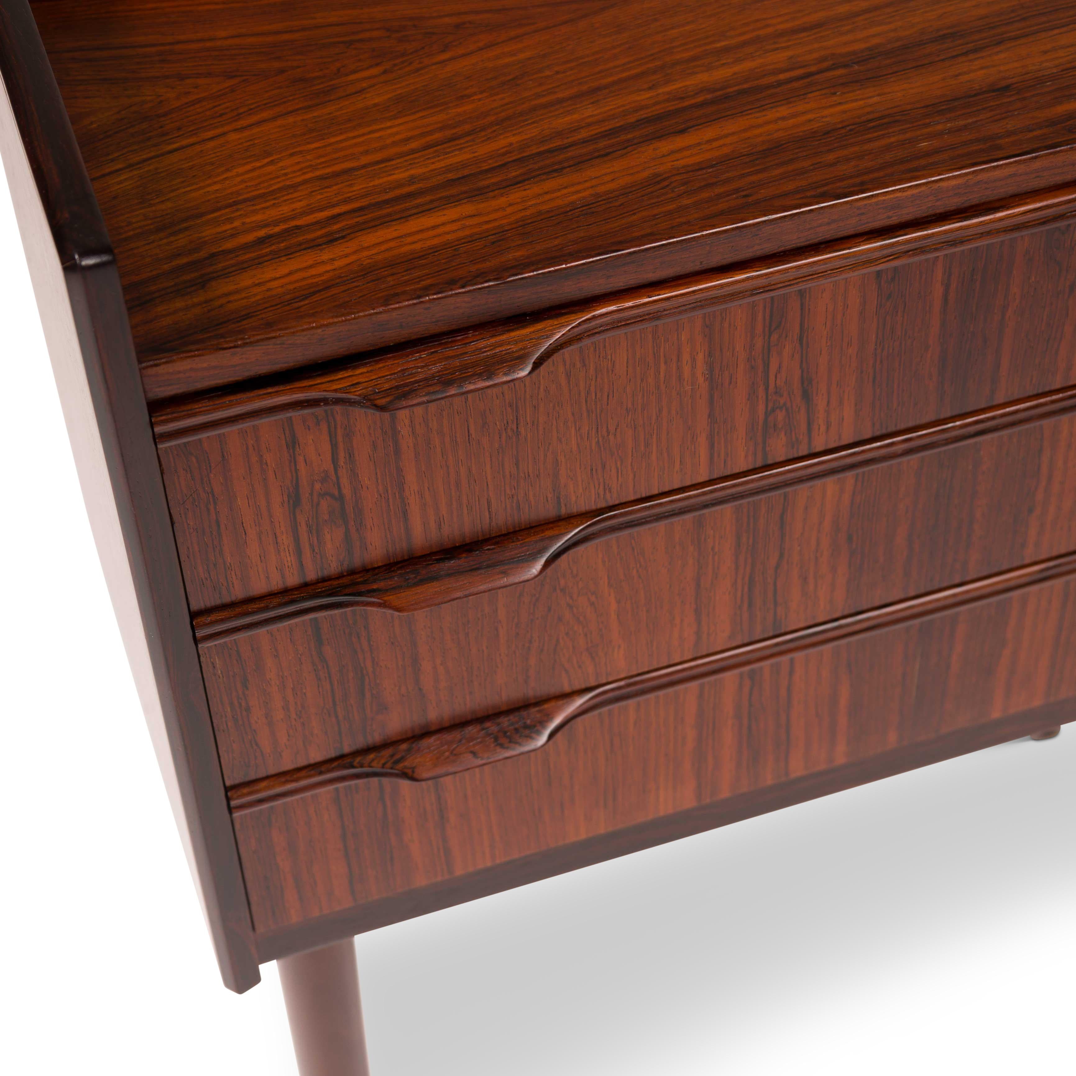 Vintage Danish Mid-Century Rosewood Accent Tables Nightstands Chest — Pair 2