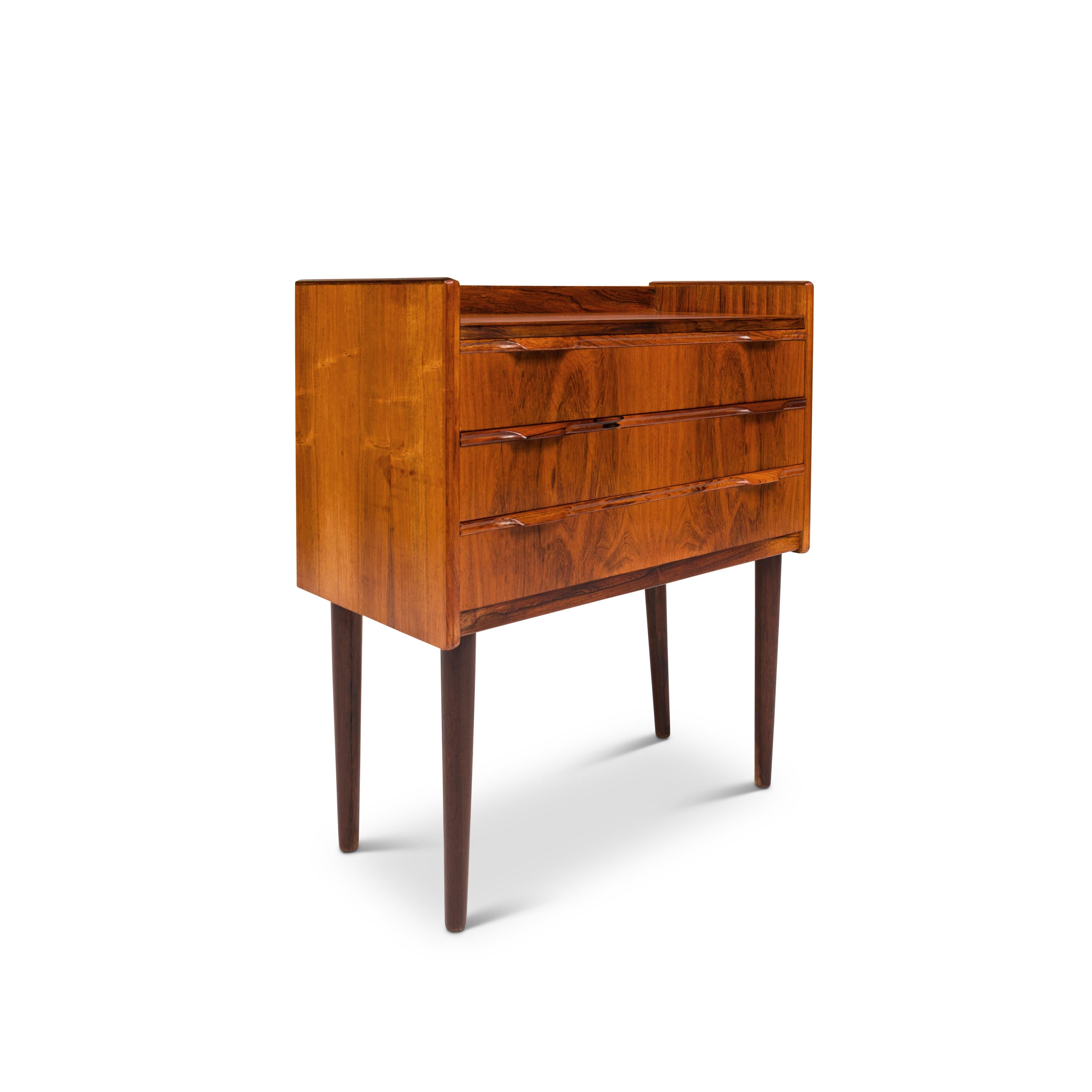 Vintage Danish Mid-Century Rosewood Accent Tables Nightstands Chest — Pair 3